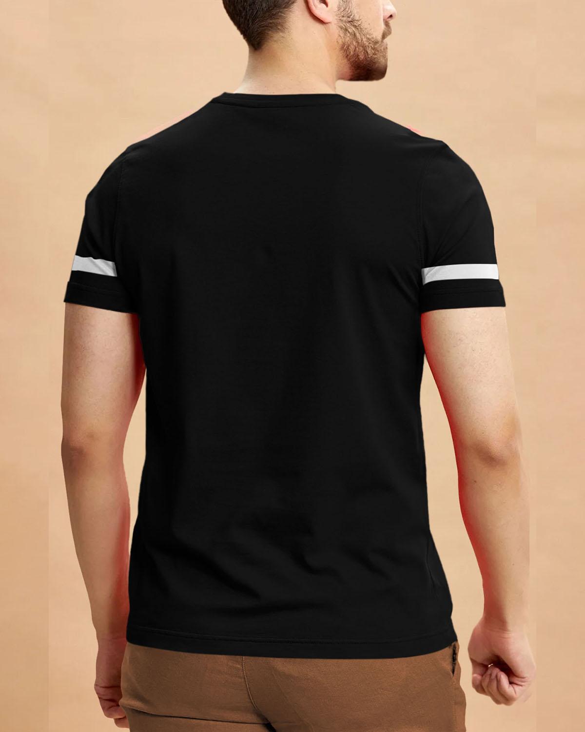 Men Printed Half Sleeve Round Neck Cotton Blend Black T-Shirt