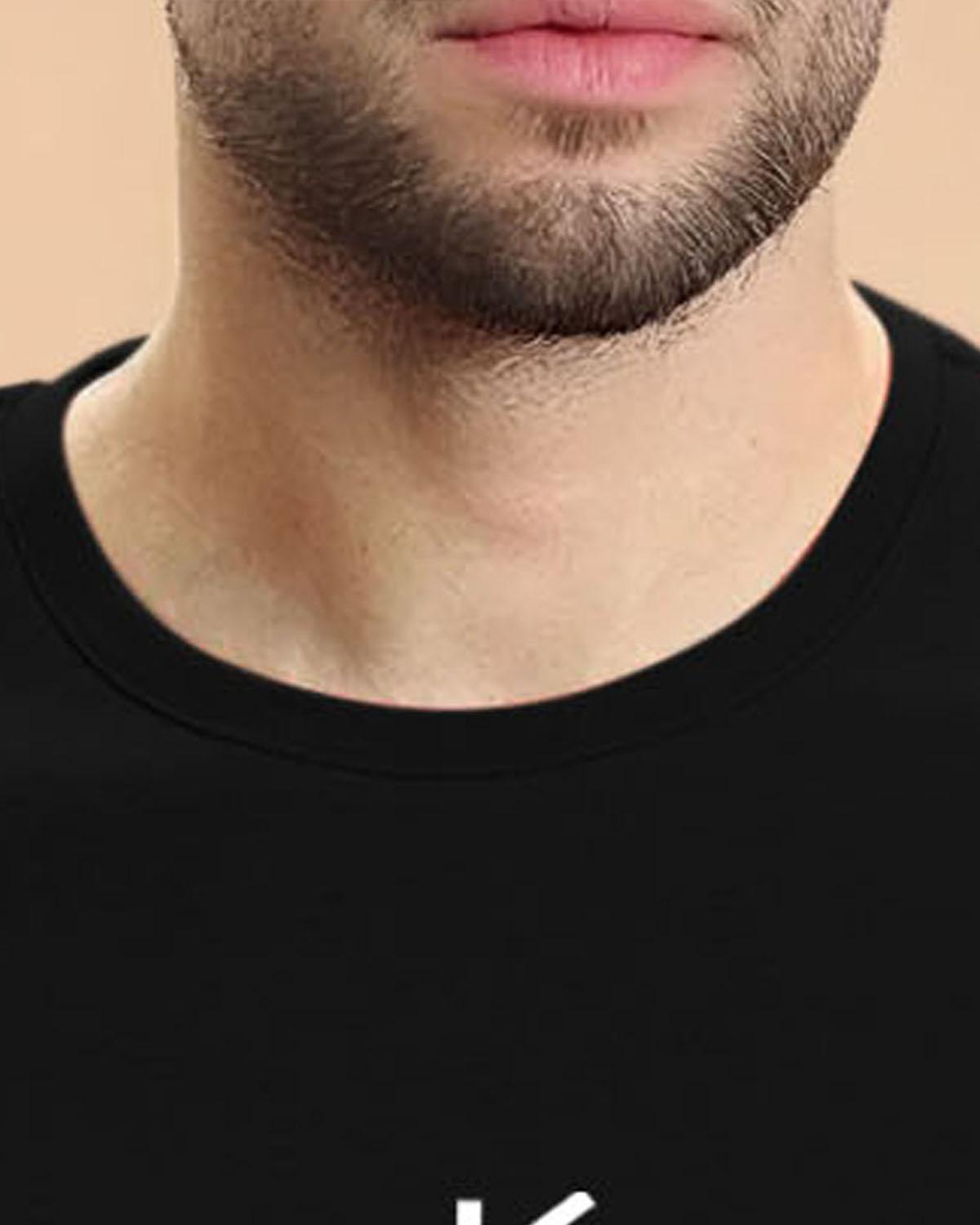 Men Printed Half Sleeve Round Neck Cotton Blend Black T-Shirt