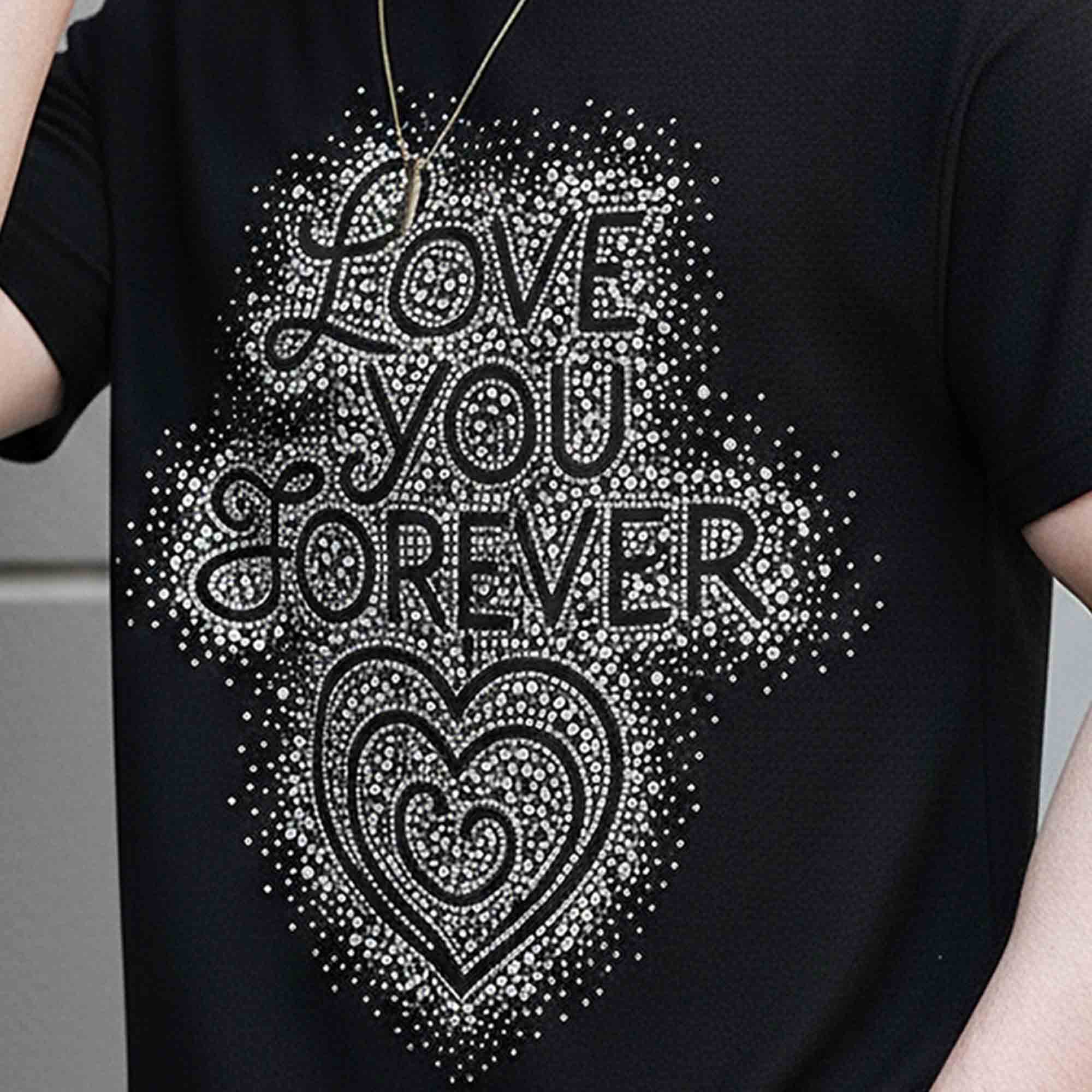 Mens Half Round Neck Printed Tshirt Black