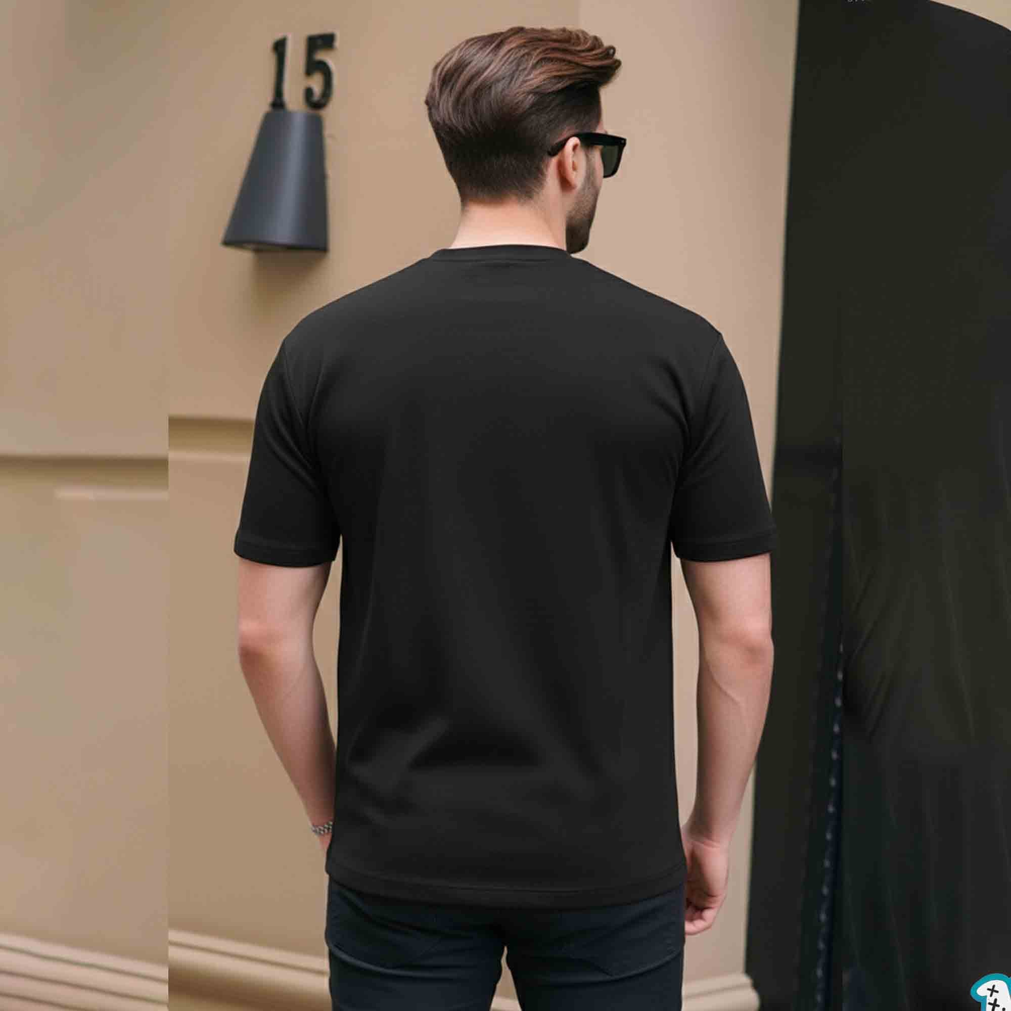 Men Half Sleeve Printed Tshirt Black