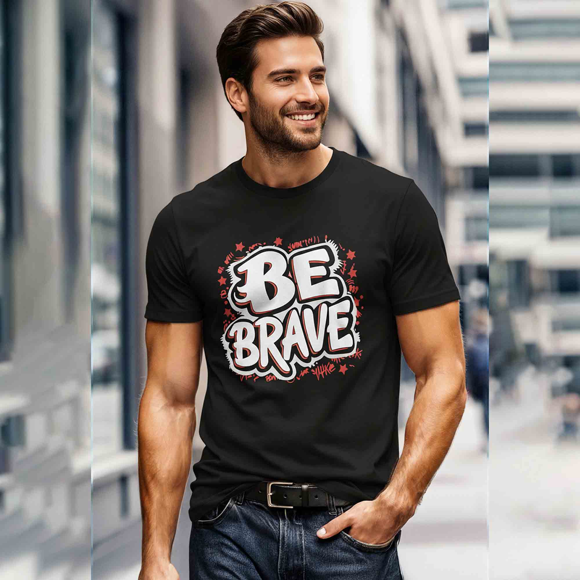 Men Half Sleeve Printed Tshirt Black