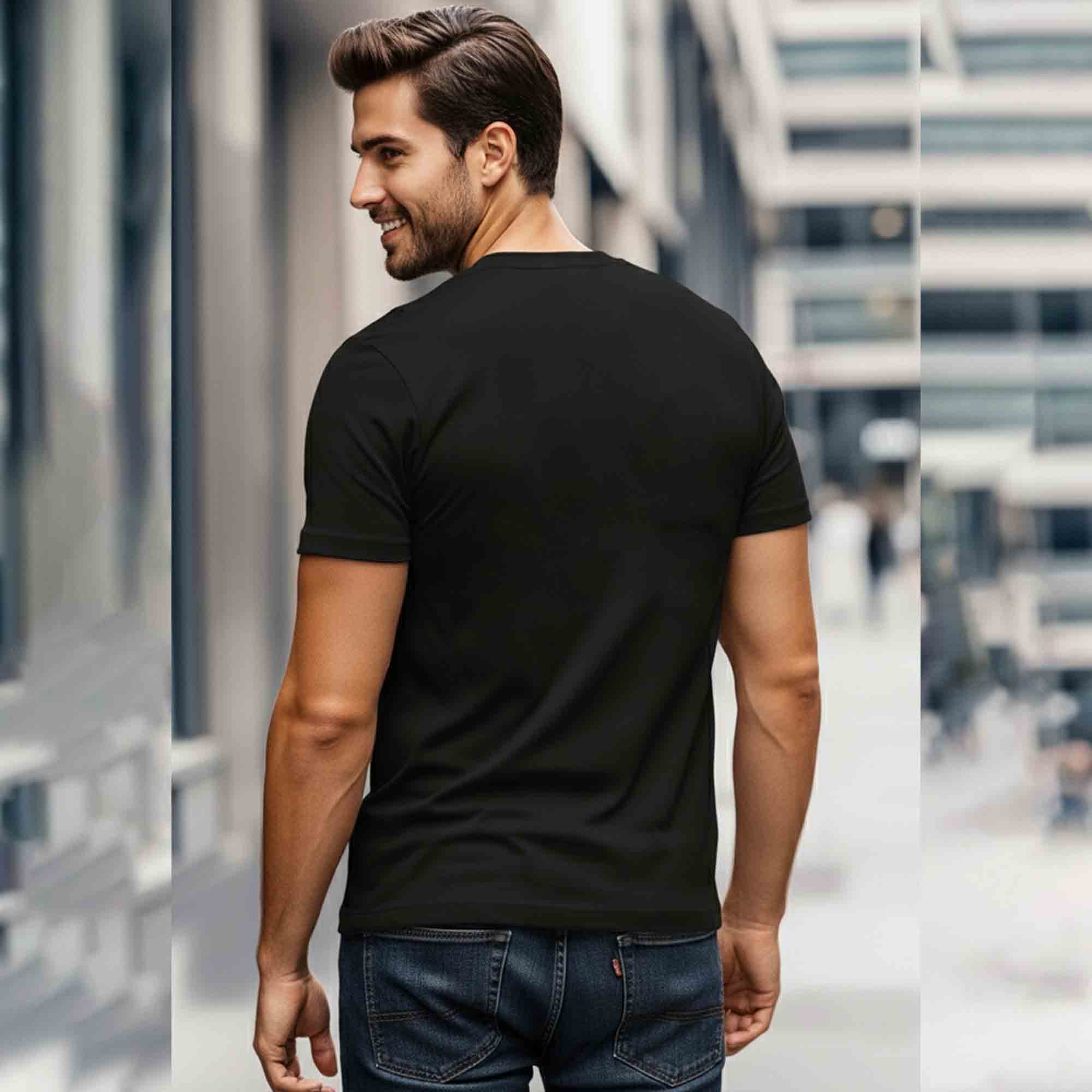 Men Half Sleeve Printed Tshirt Black