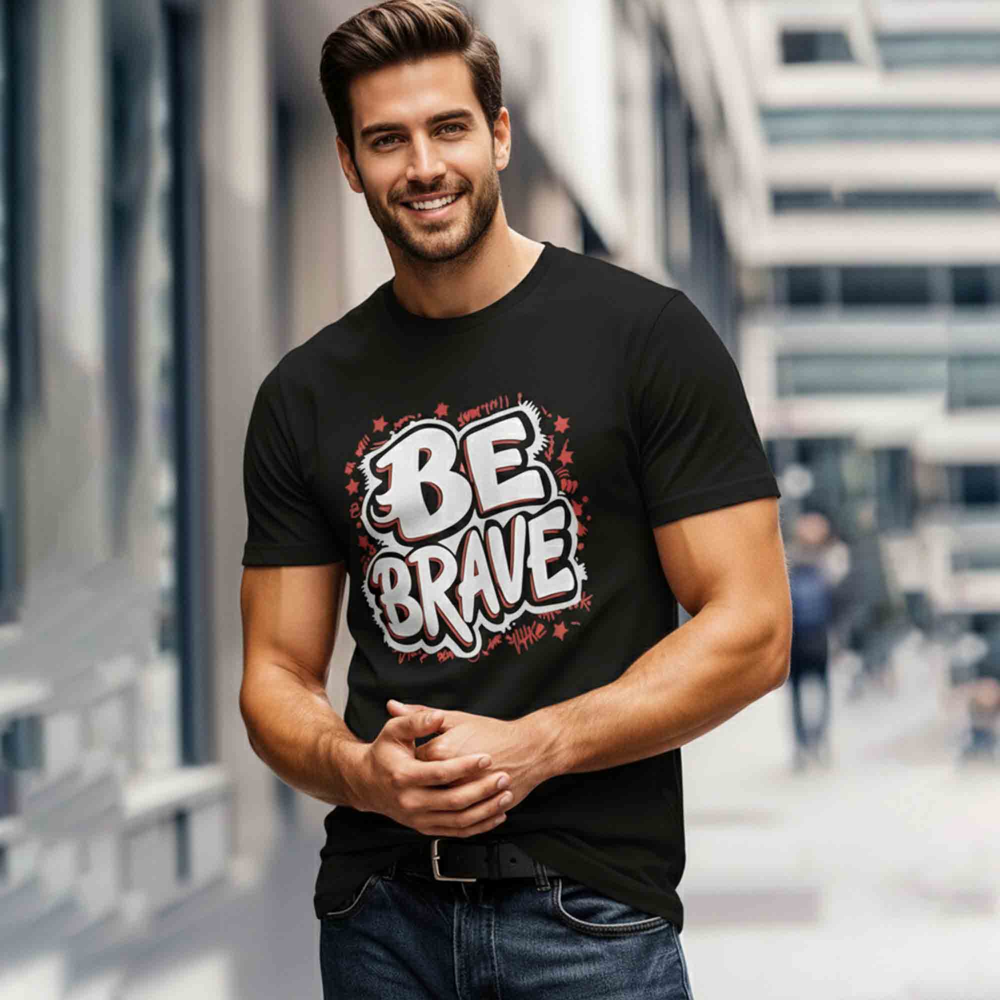 Men Half Sleeve Printed Tshirt Black