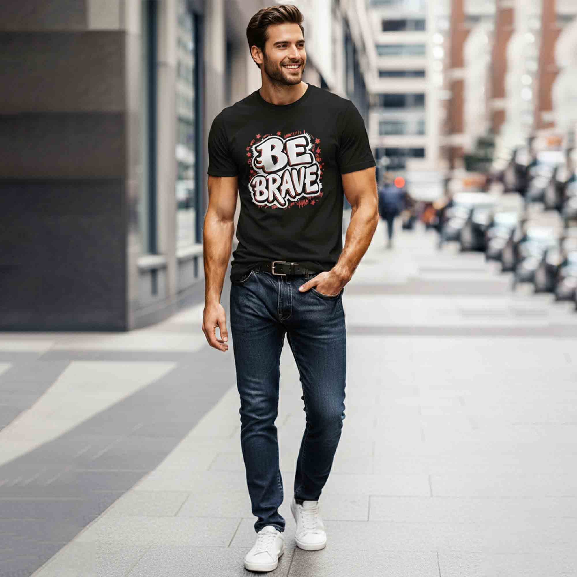 Men Half Sleeve Printed Tshirt Black