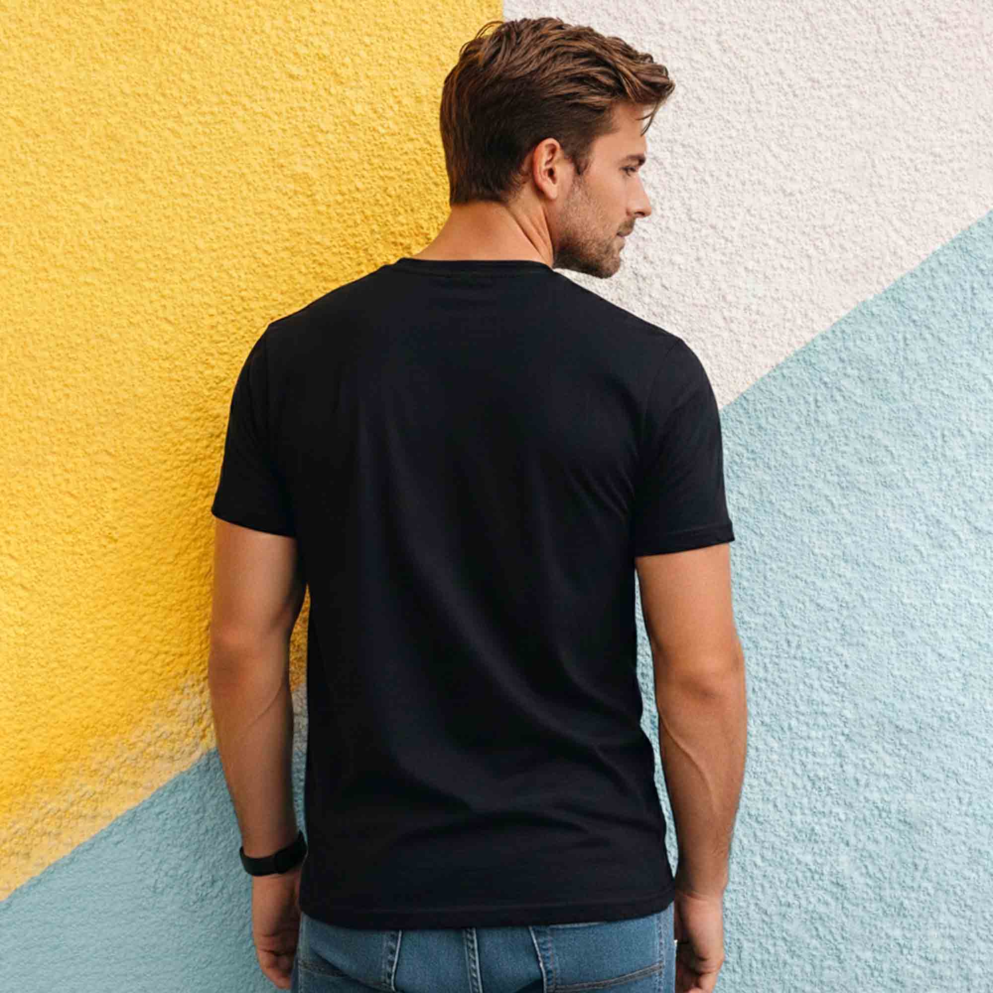 Men Half Sleeve Printed Tshirt Black