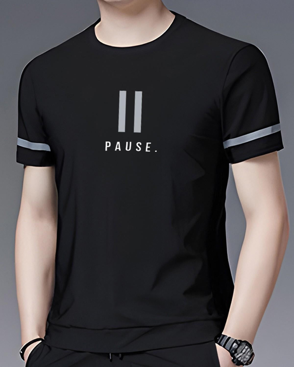 Tracksuit For Men Printed Half T-shirt & Black Printed Trackpant