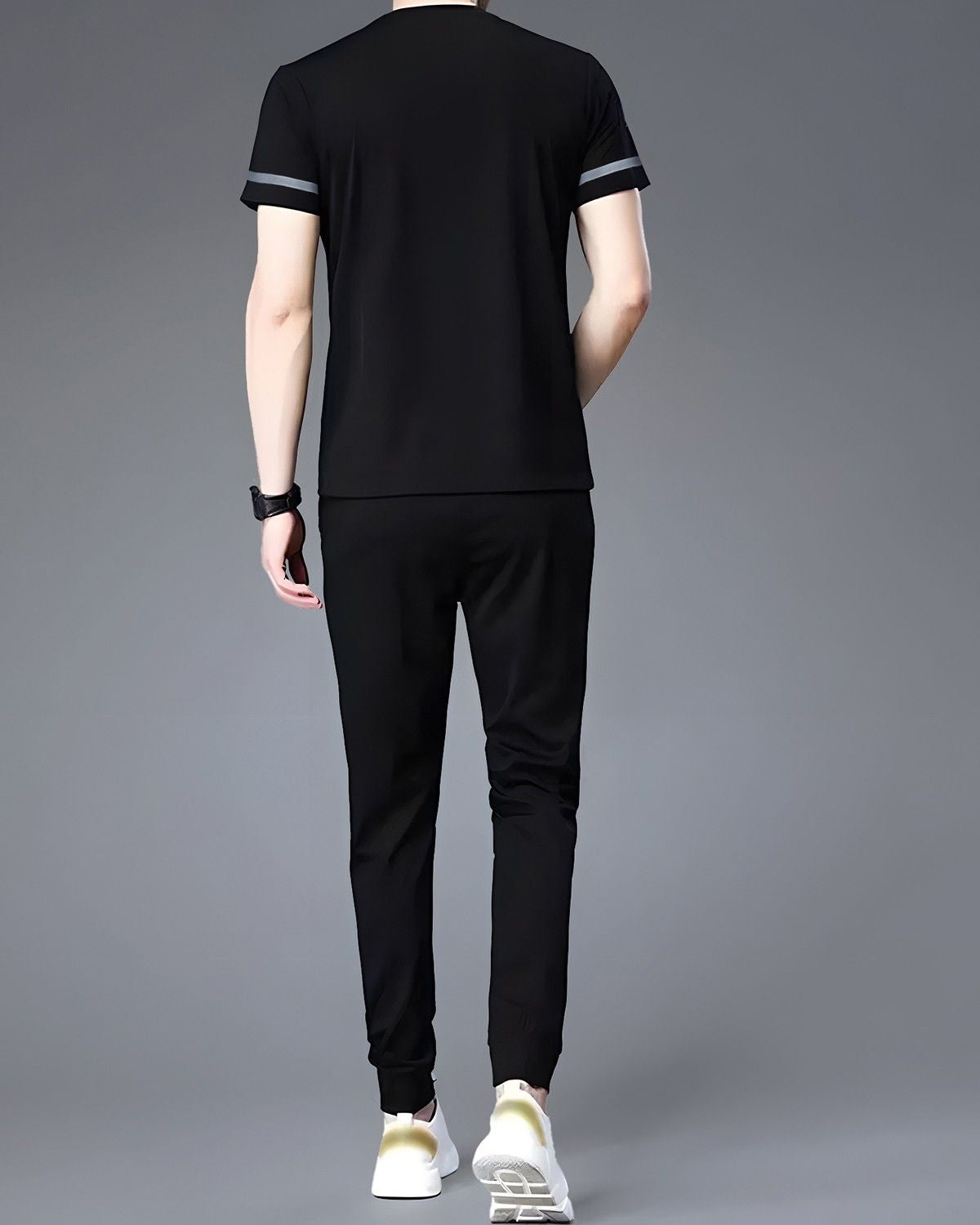 Tracksuit For Men Printed T-shirt & Black Printed Trackpant