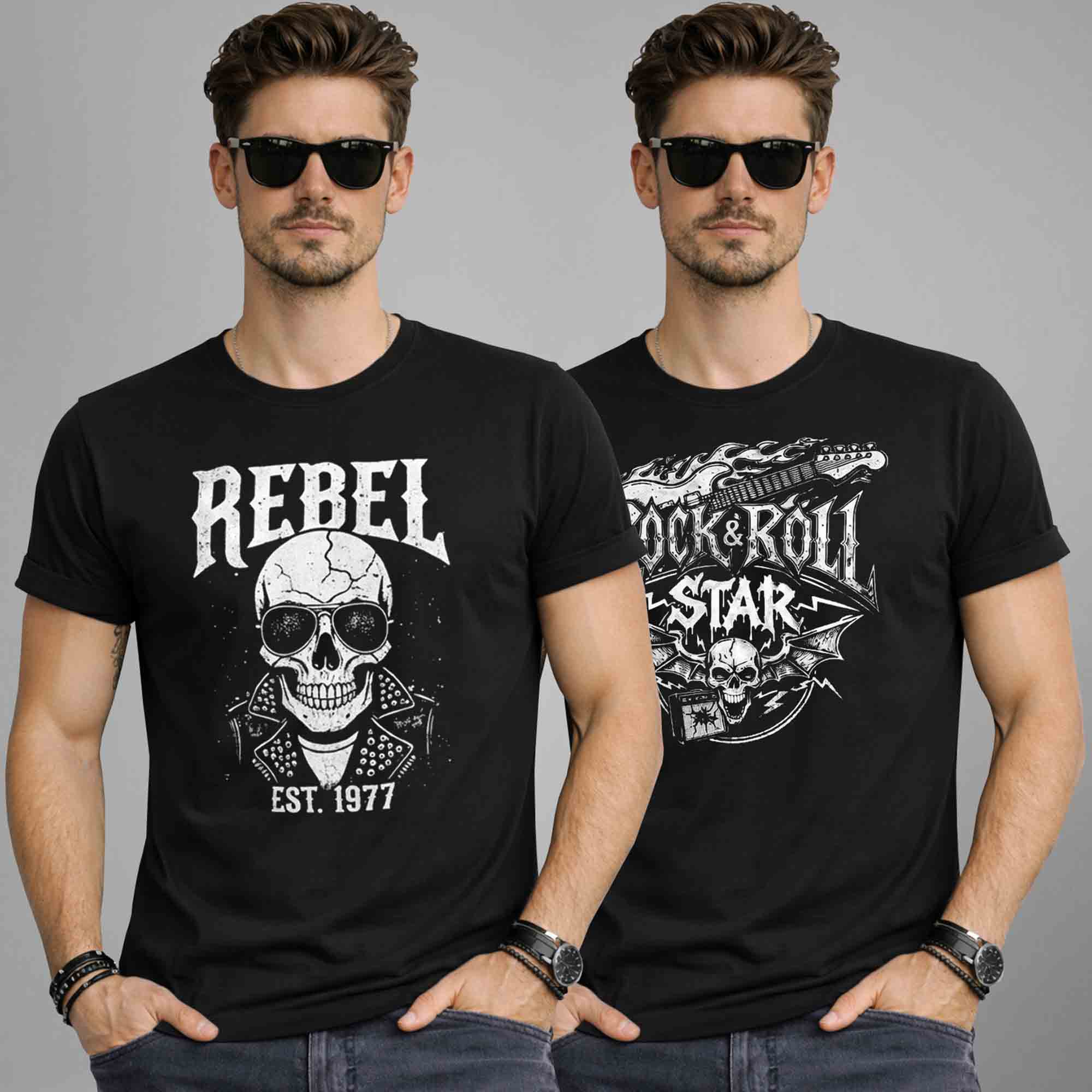 Pack Of 2 Graphics Printed Men Half Sleeve Combo T-shirts - 16 Variants