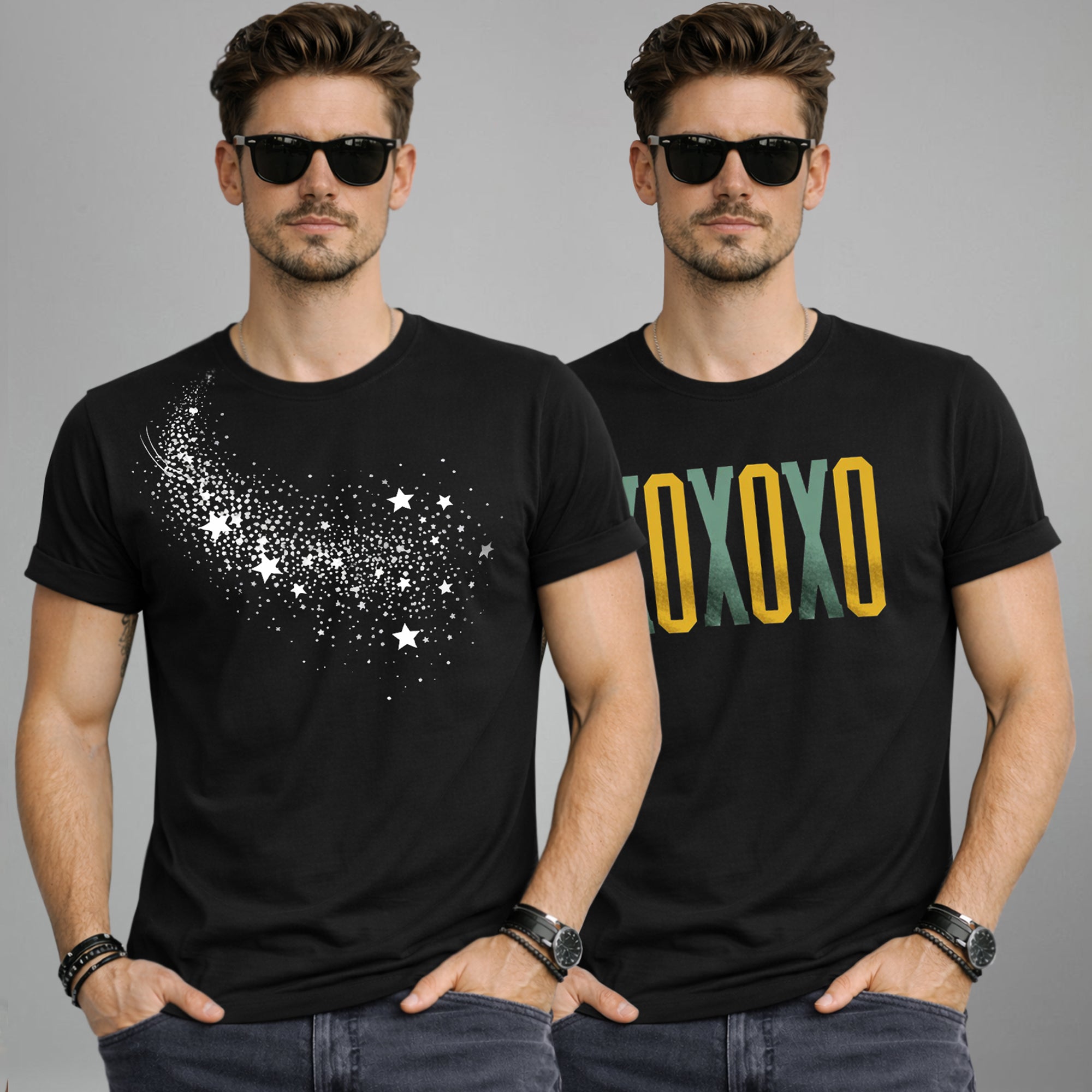 (Pack Of 2) Half Sleeve Typography Printed T-shirts