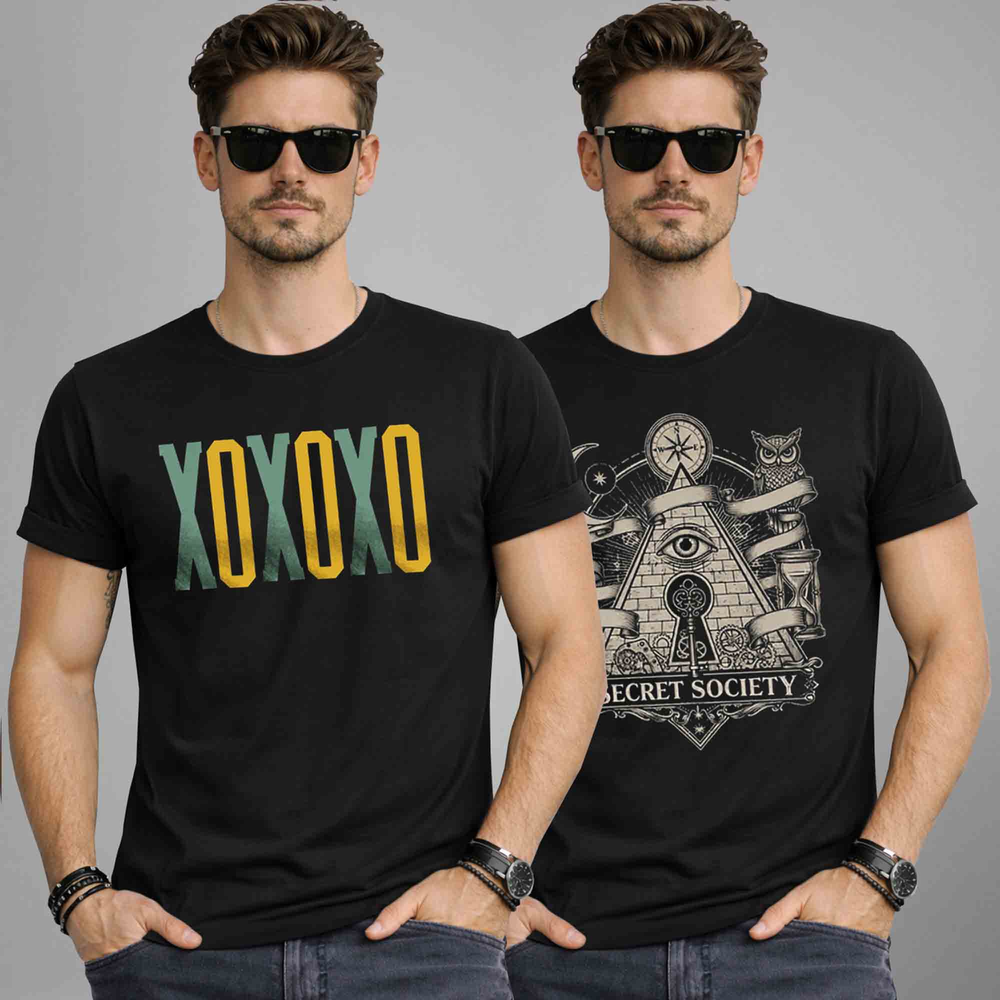 Pack Of 2 Graphics Printed Men Half Sleeve Combo T-shirts - 16 Variants