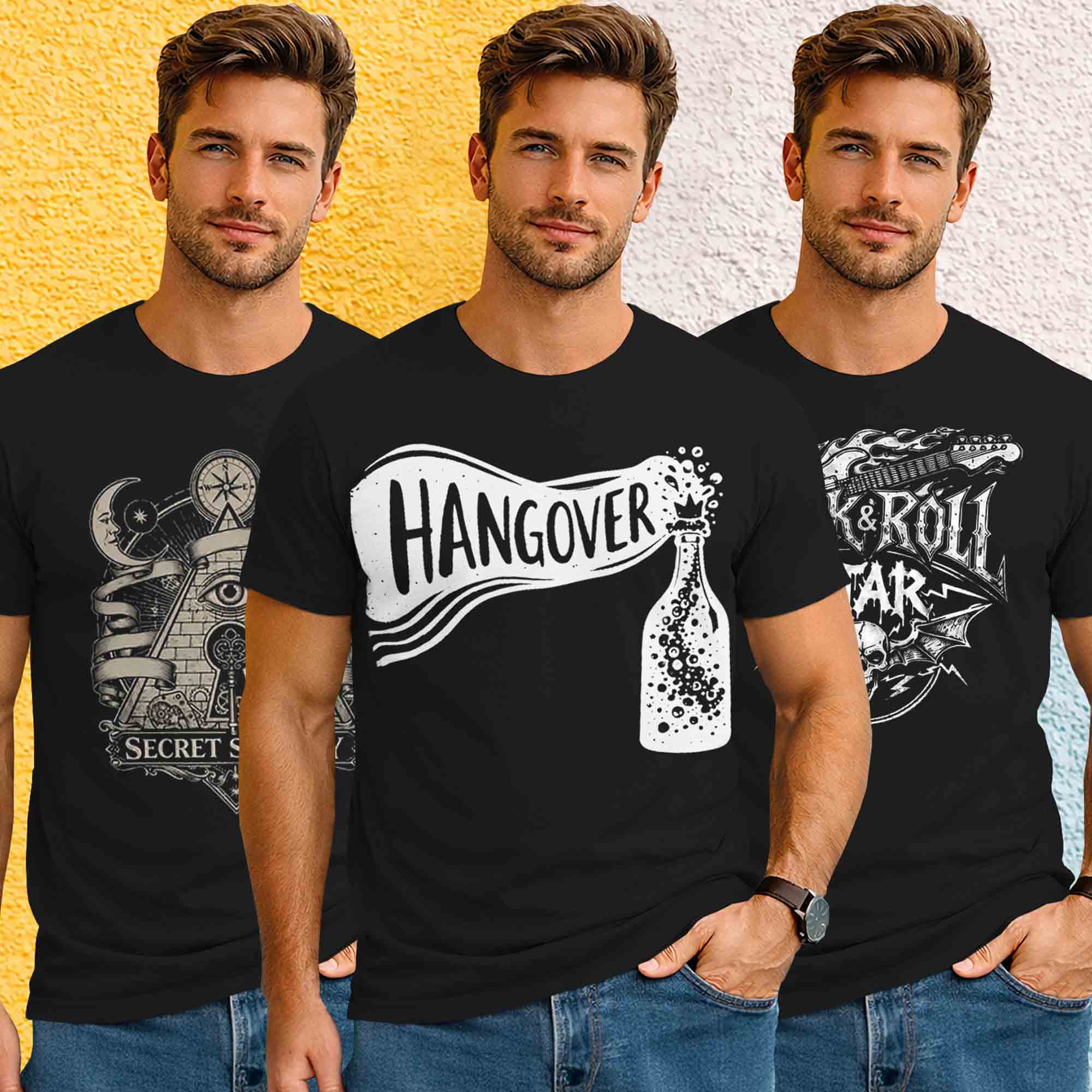 Mens (Pack Of 3) Half Sleeve Printed Tshirts