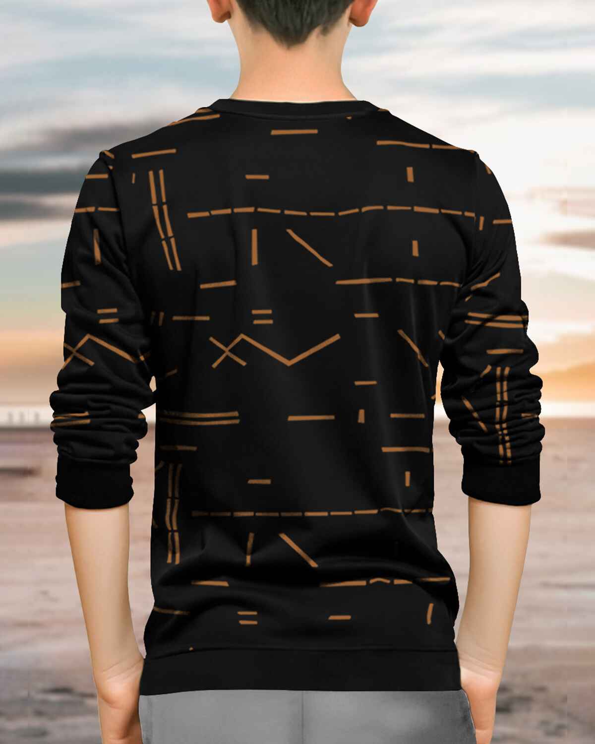 Boys Full Sleeve Black Printed T-shirt