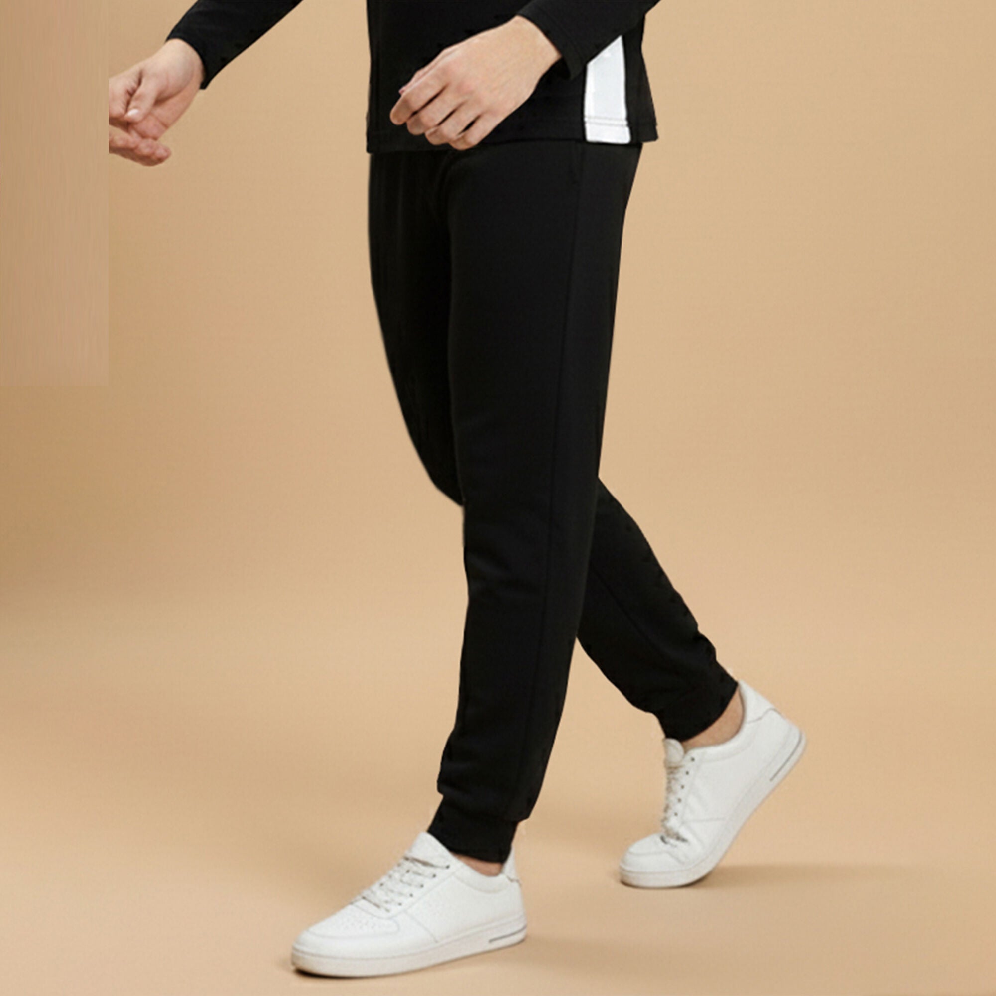 Out Fit Set Full Sleeve Printed Black Tshirt Matching Black Trackpant