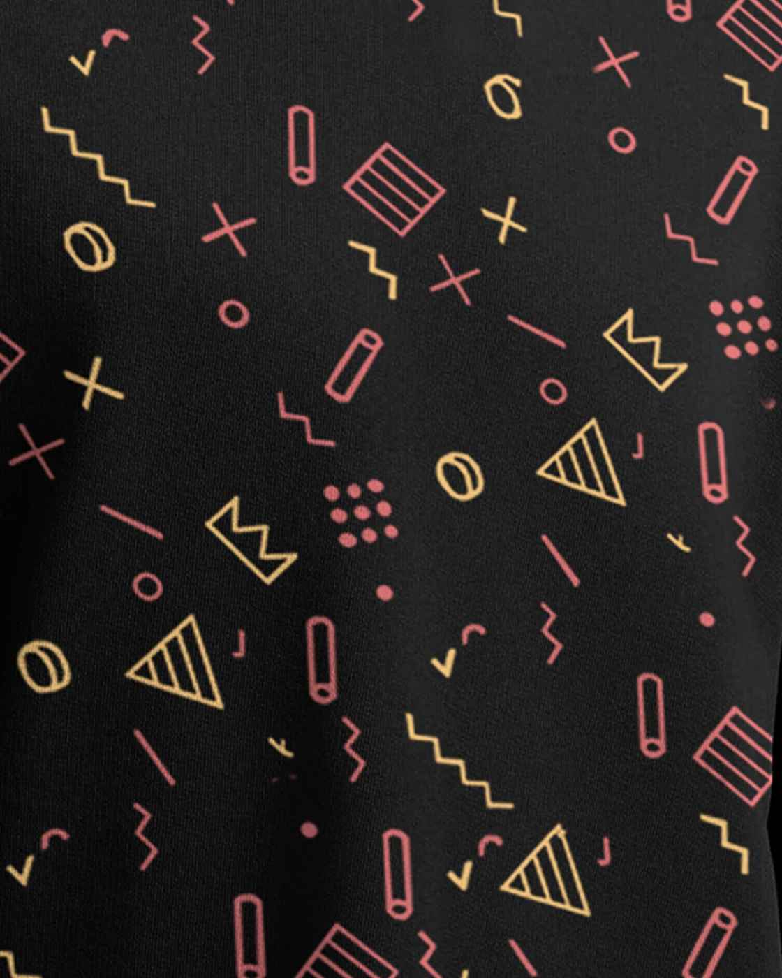 Mens All Over Printed Black Drop Shoulder Tshirt