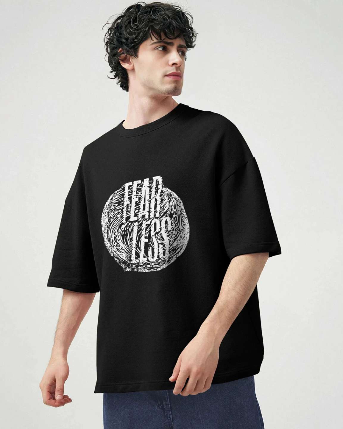 Black Men Fear Less Printed Oversized T-shirt