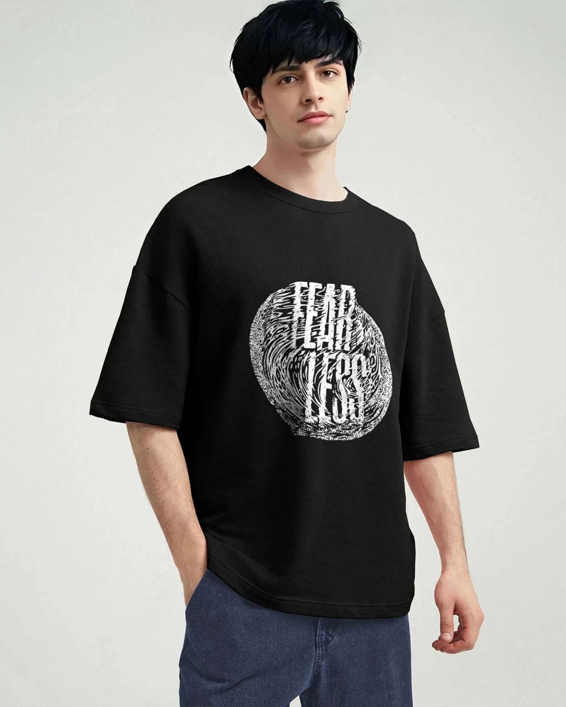 Black Men Fear Less Printed Oversized T-shirt