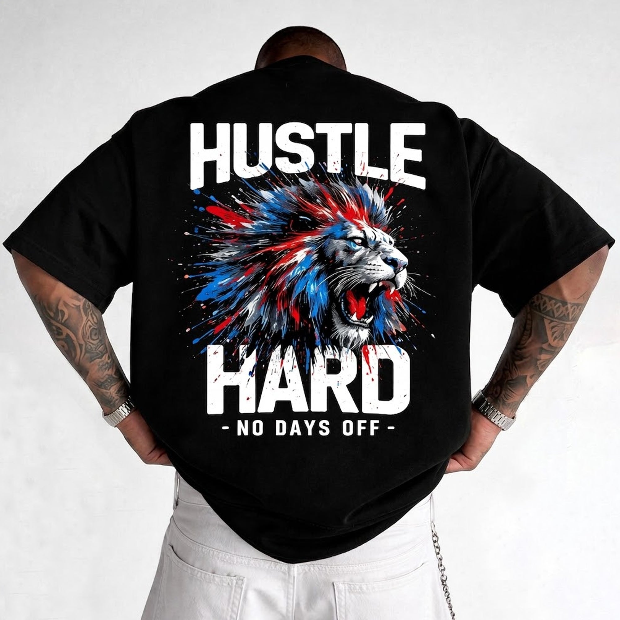 Mens Oversized Graphic Design Printed T-Shirt Black