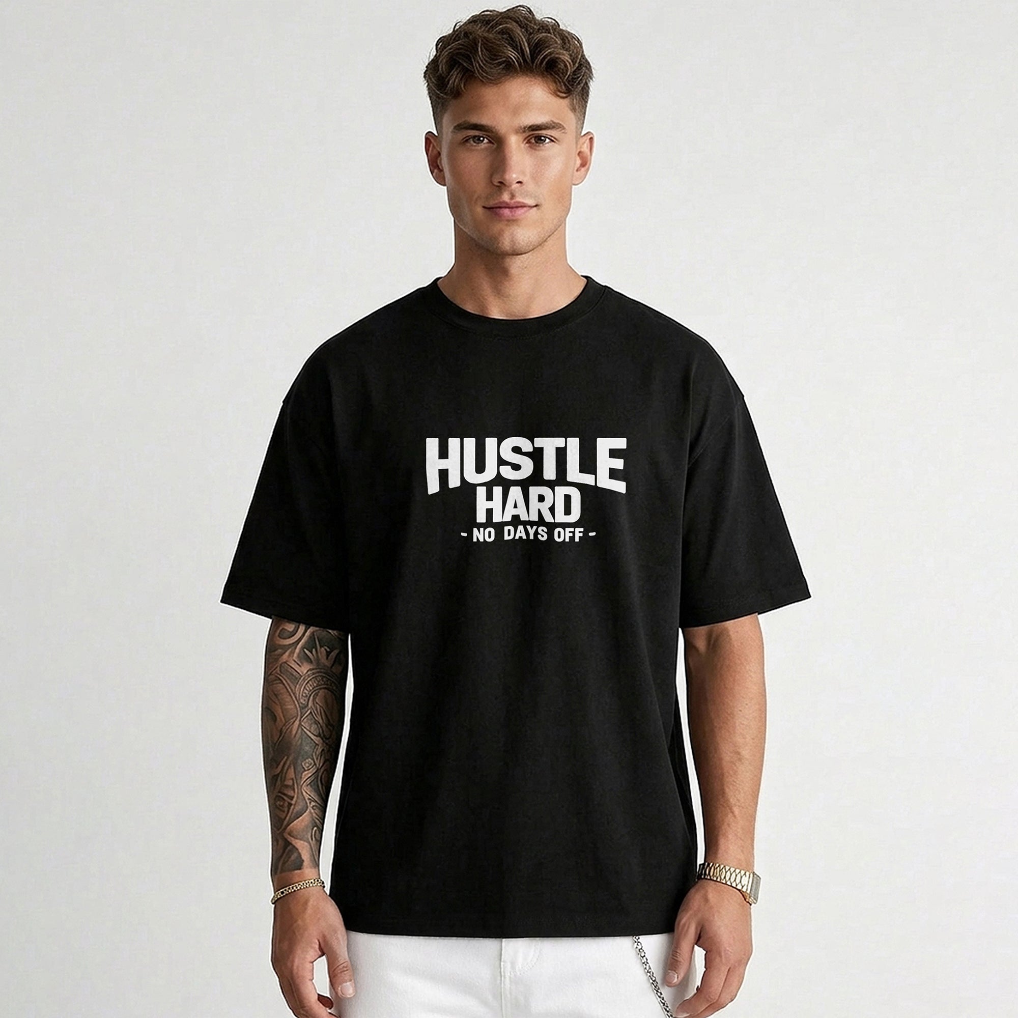 Mens Oversized Graphic Design Printed T-Shirt Black