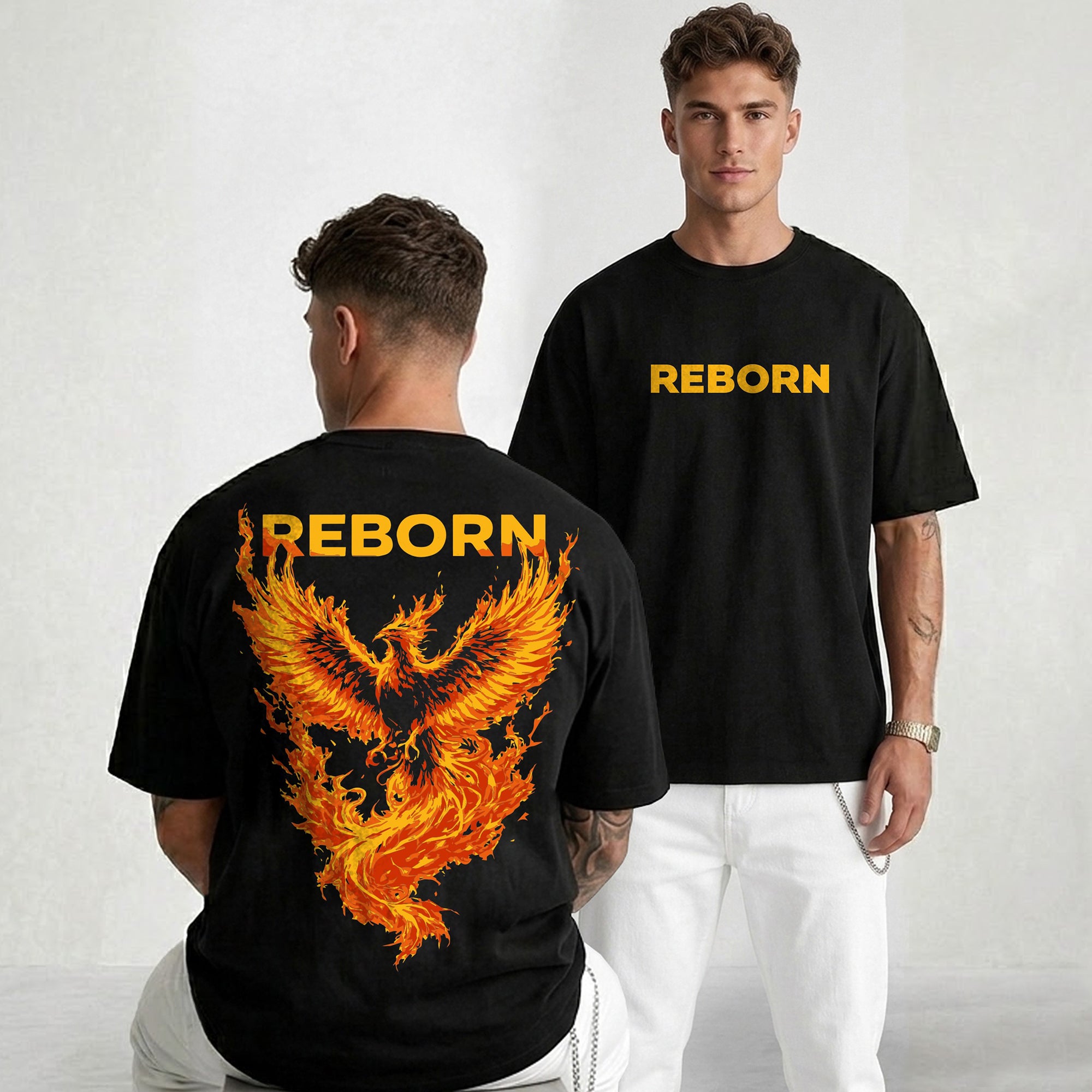 Mens Back Printed Oversized T-shirt Black