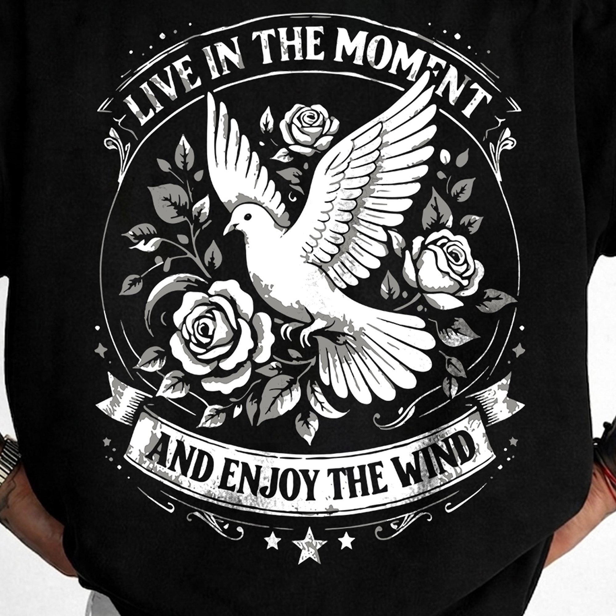 Mens Back Printed Oversized T-shirt Black