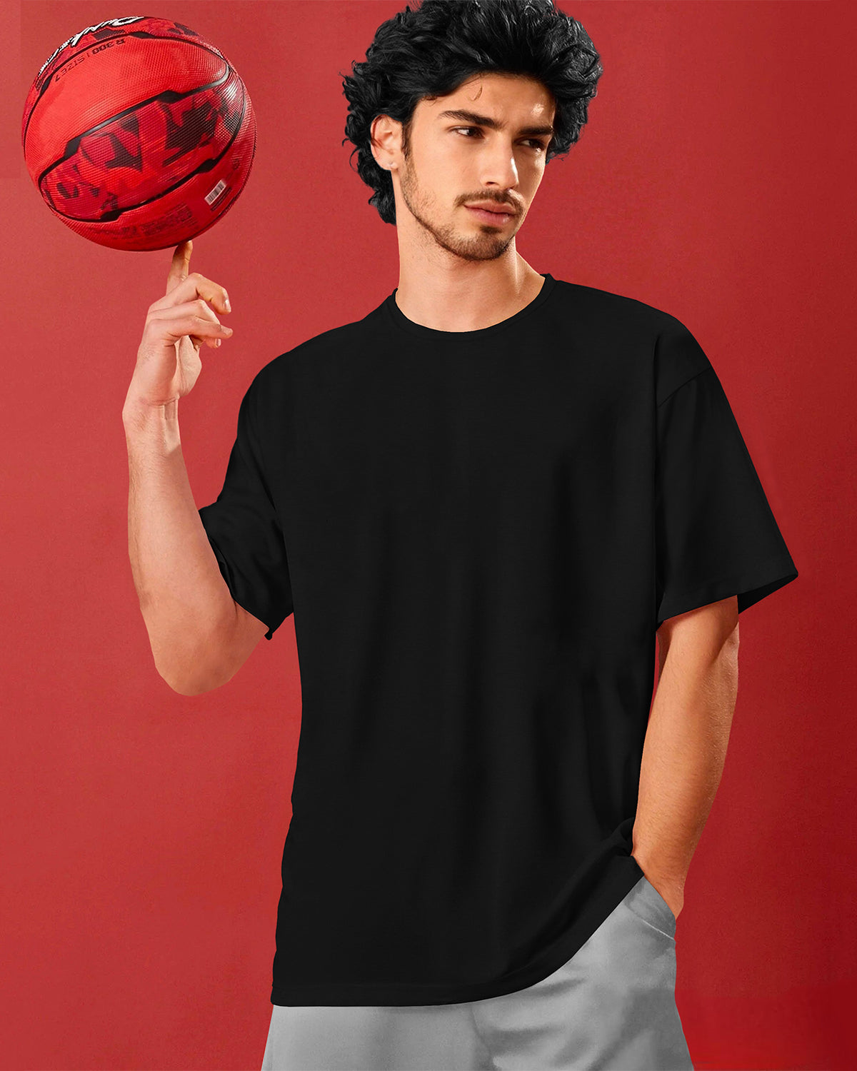 4 Colors Mens Round Neck Solid Oversized Tshirts