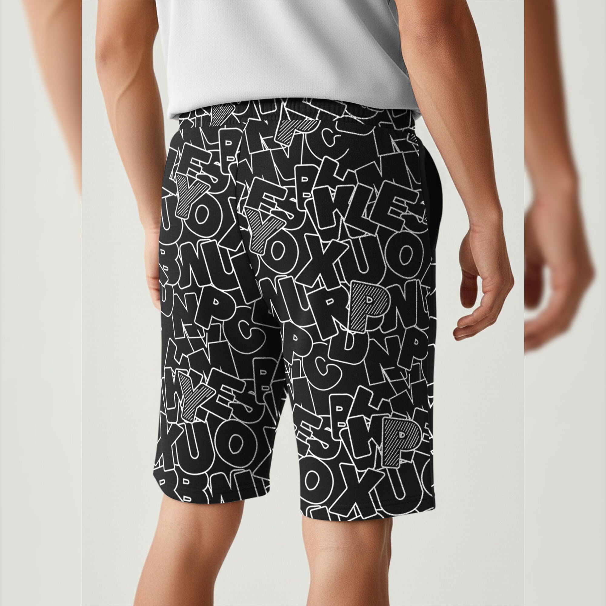 Men All Over Printed Short Black