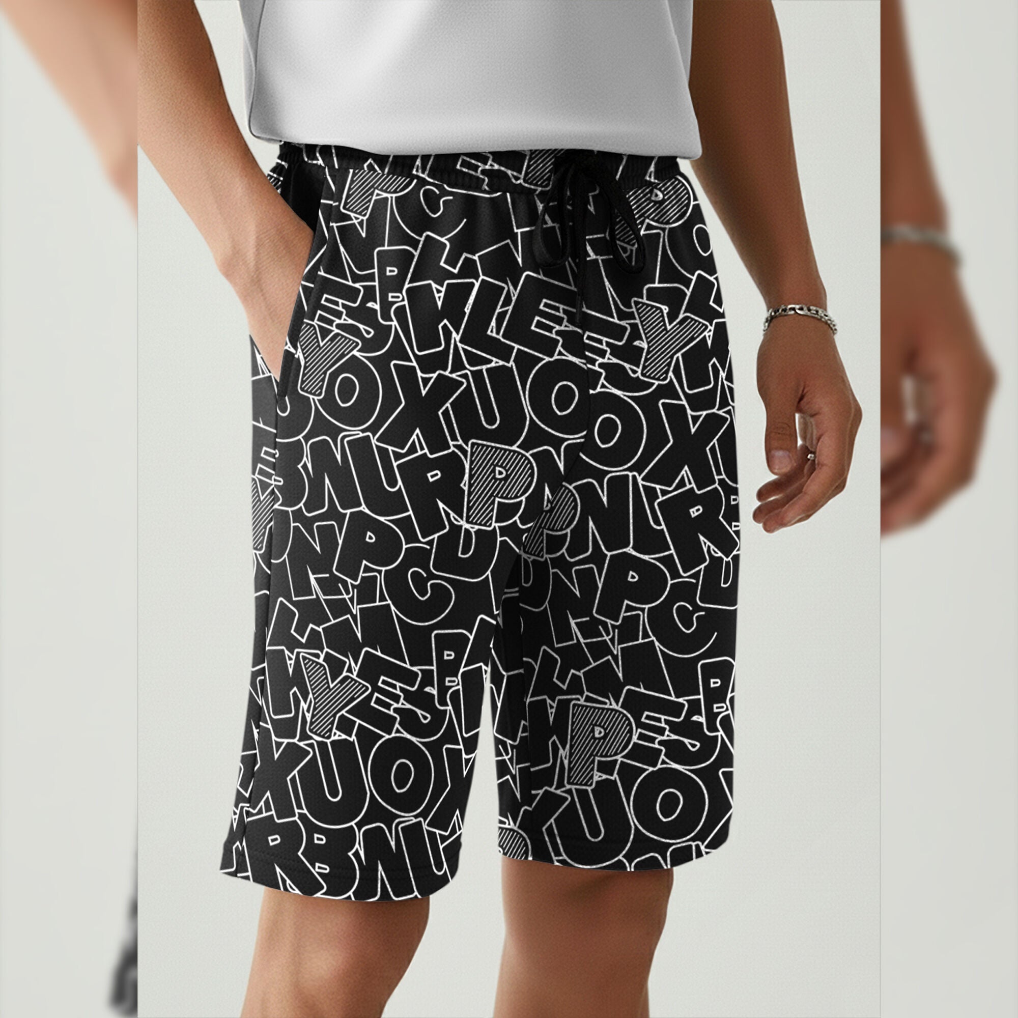 Men All Over Printed Short Black
