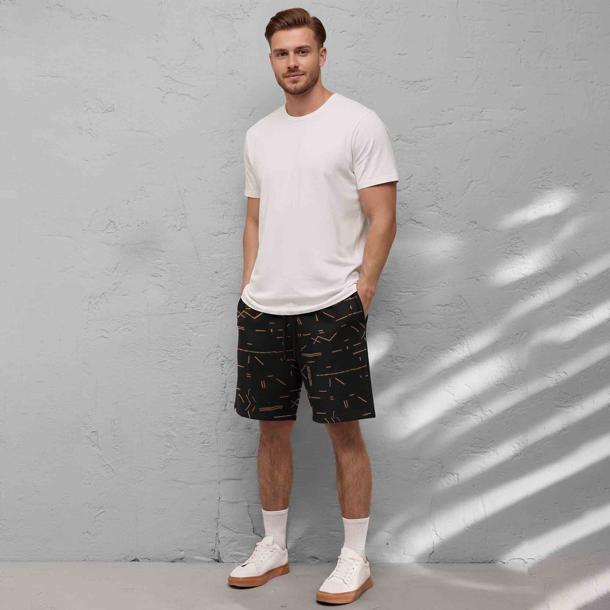 Men Printed Regular Fit Shorts Black