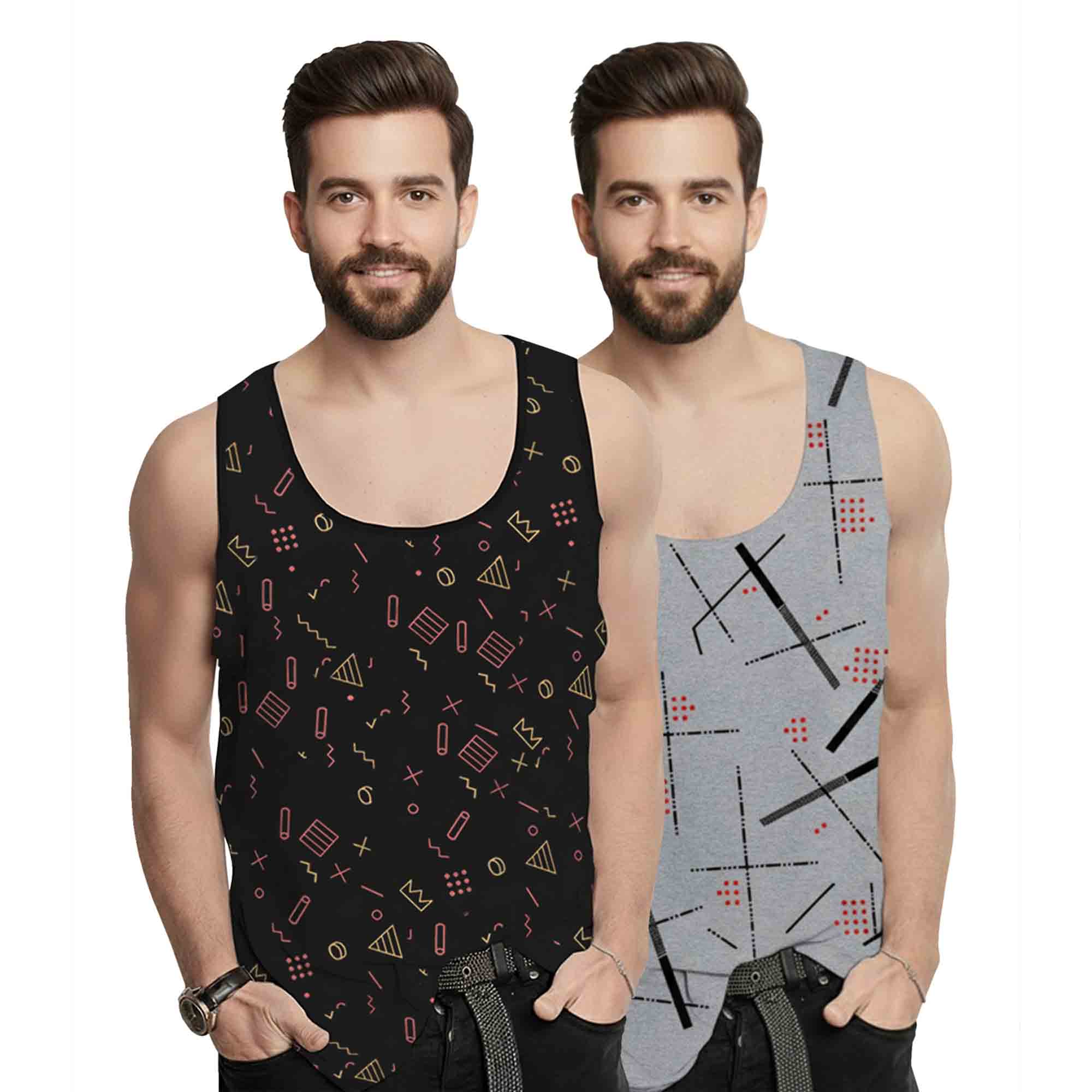 (Pack of 2) Men Printed Vests 13 Variants