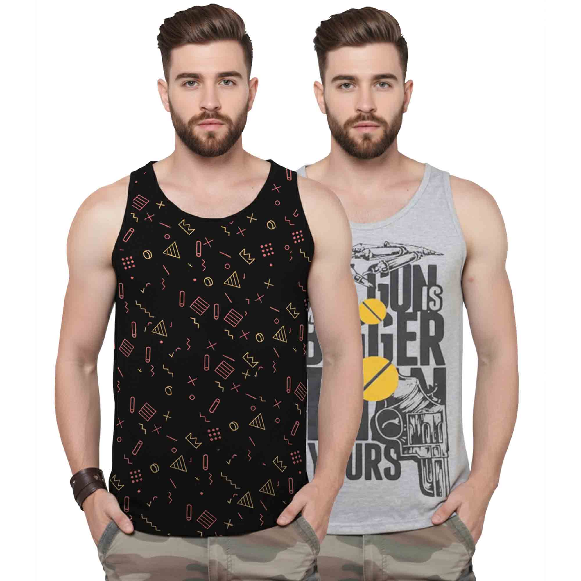 (Pack of 2) Men Printed Vests 13 Variants