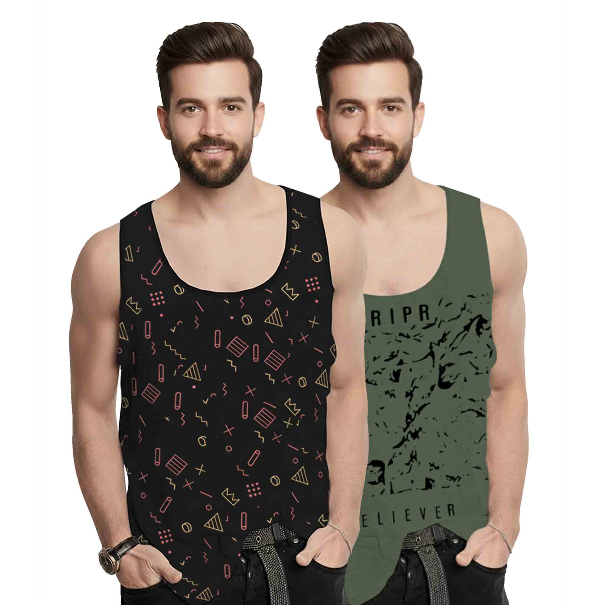 (Pack of 2) Men Printed Vests 13 Variants