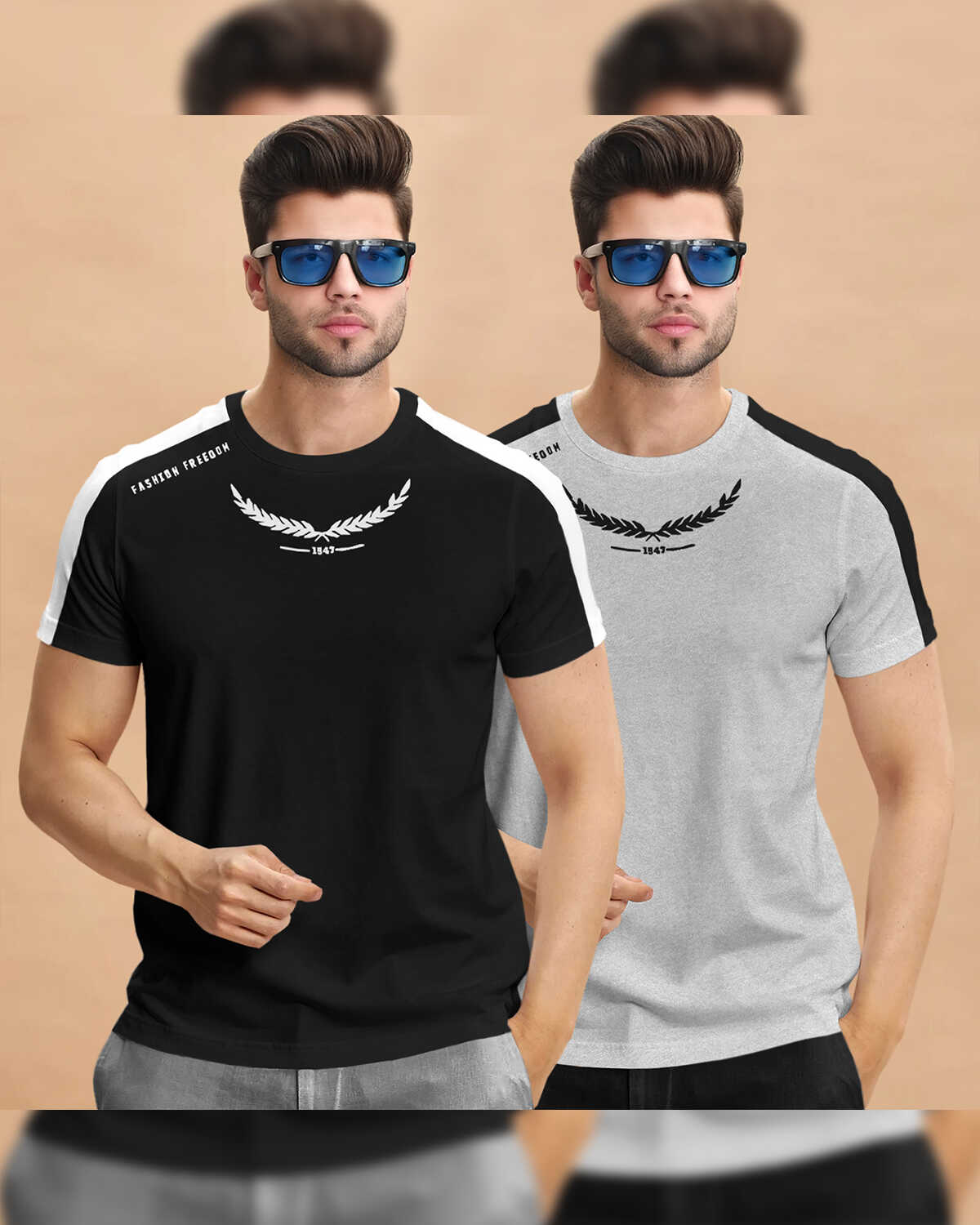 (Pack Of 2) Half Sleeve Printed Tshirts- 20 Variants