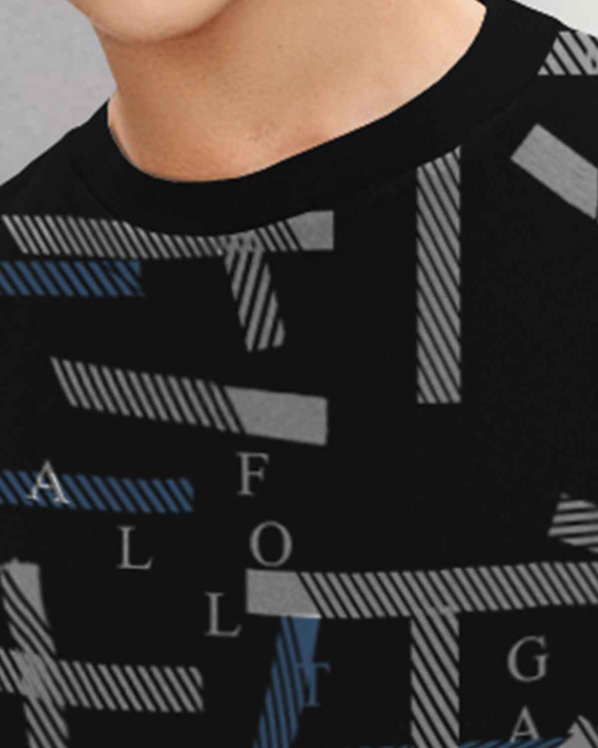 Boys Full Sleeve Black & White Printed T-shirt