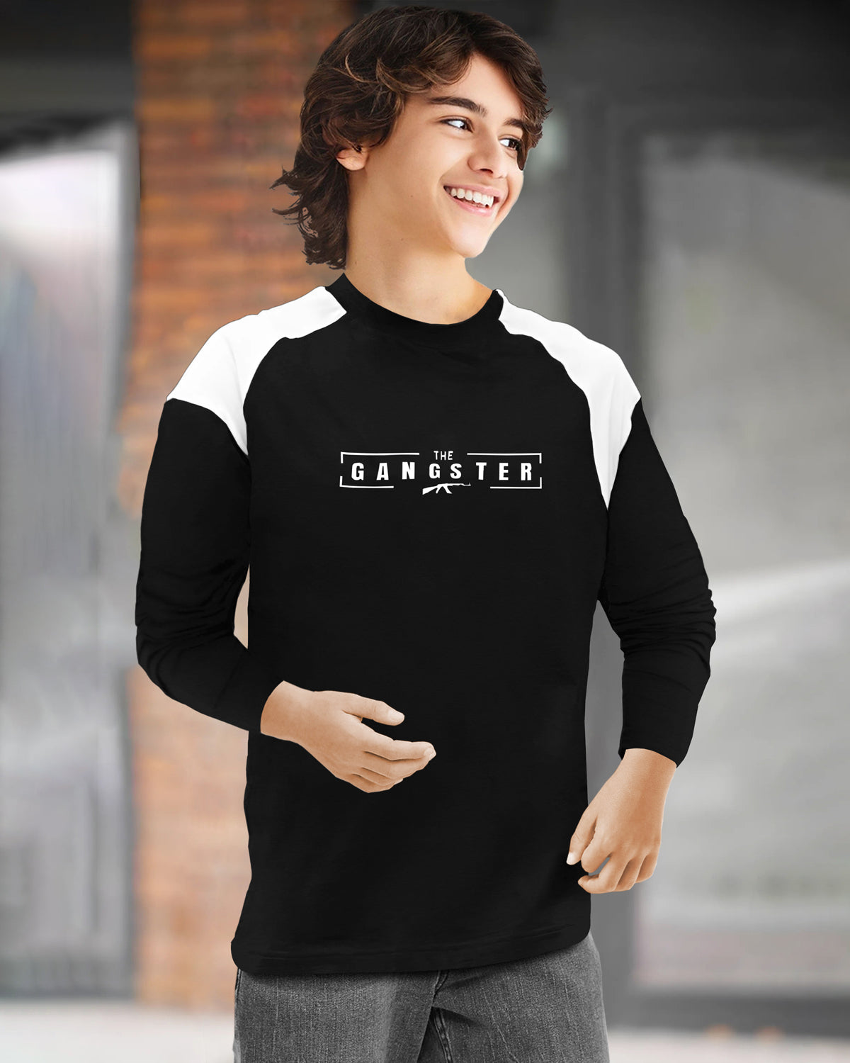 Kids full sleeve Round Neck T-Shirt Black - Main Image