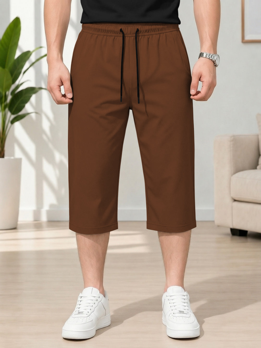 Men's Solid Colors Three-Quarter Casual Shorts