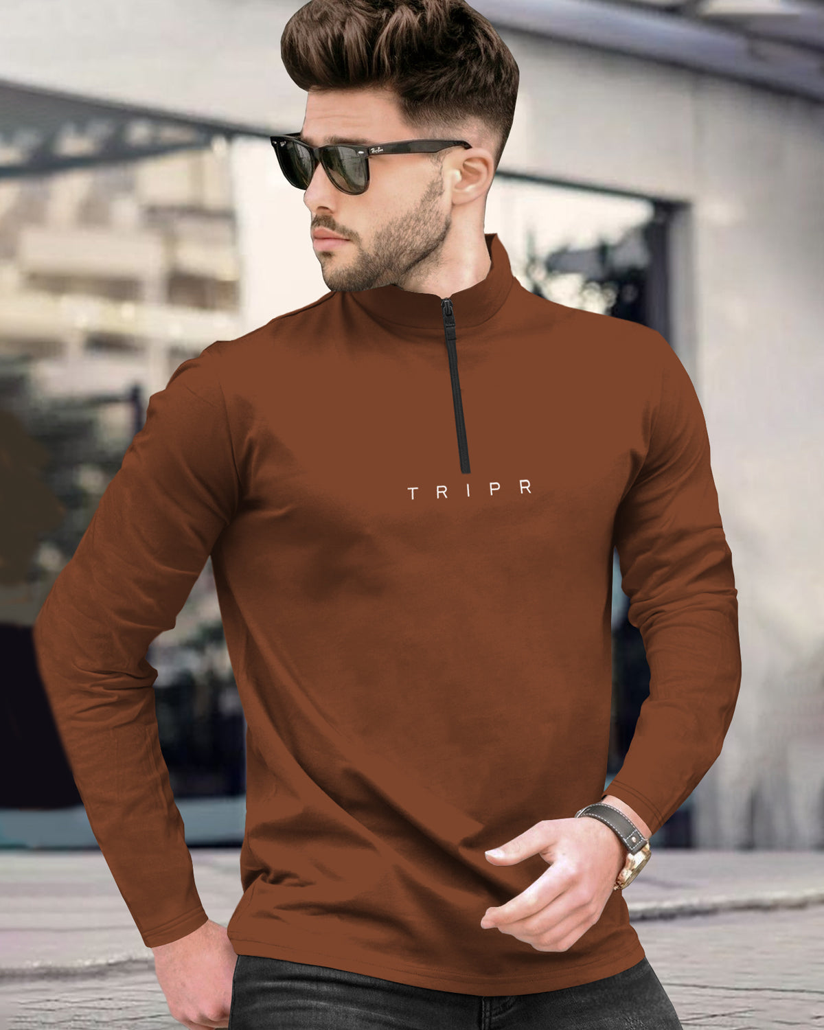 Men High Neck Plain Full Sleeve T-shirts - 8 Variants