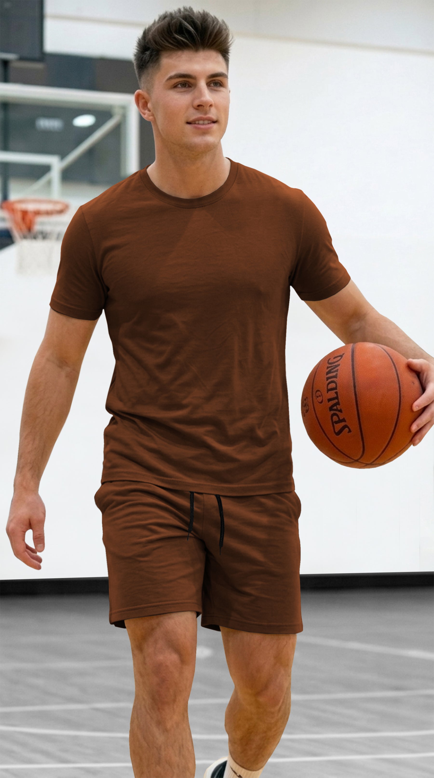 Mens Solid T-Shirts & Shorts Co-Ord Set
