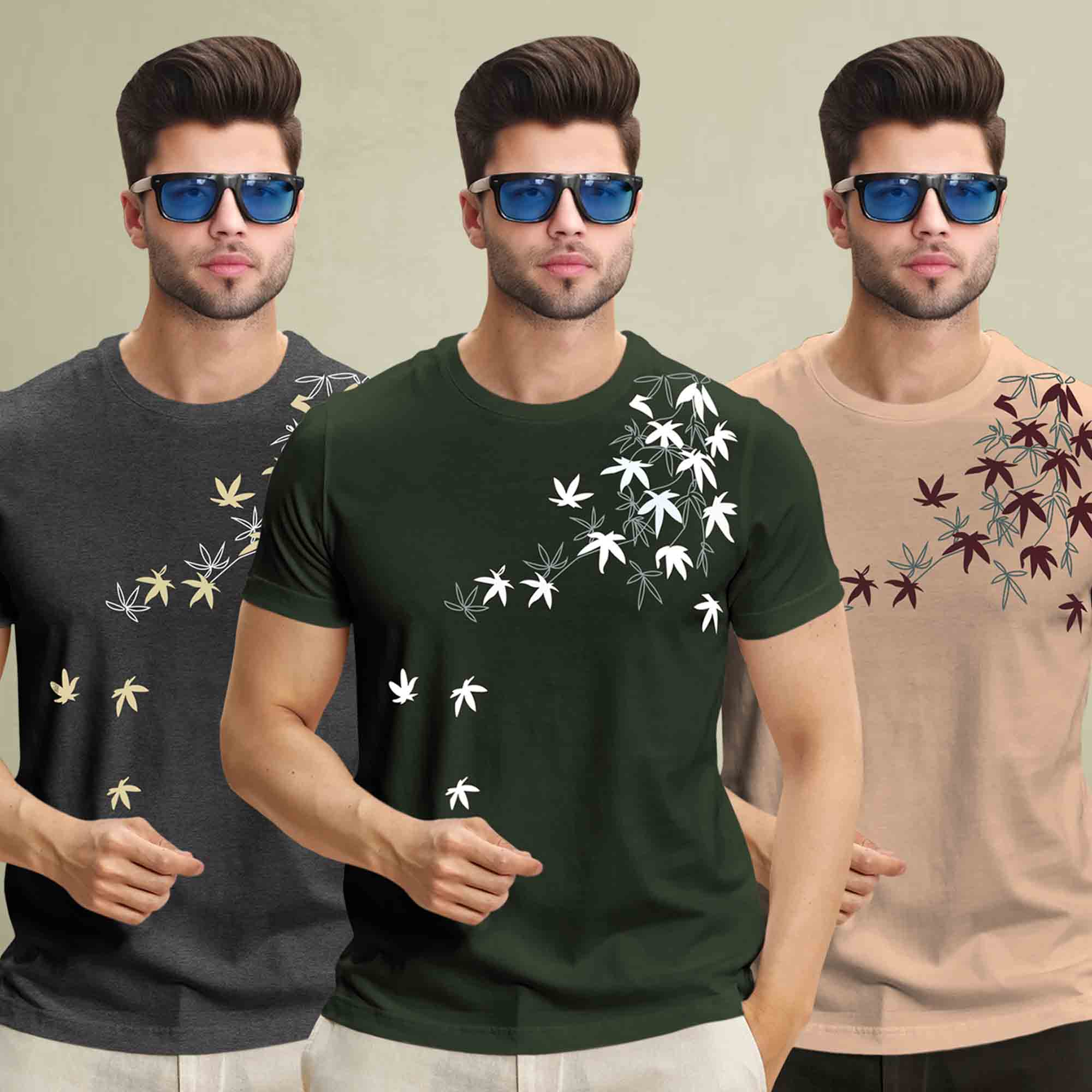 (Pack Of 3) Half Sleeve Printed Tshirts- 12 Variants