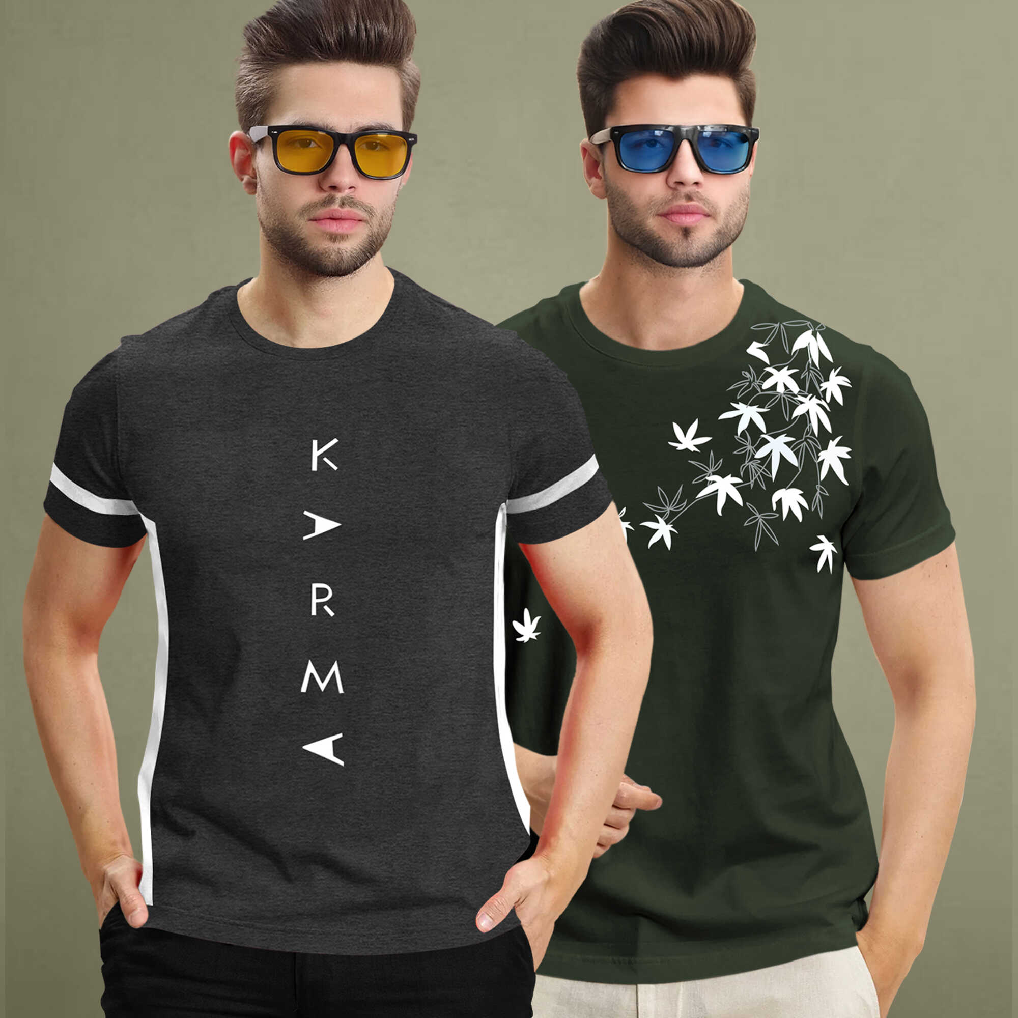 (Pack Of 2) Half Sleeve Printed Tshirts - 18 Variants