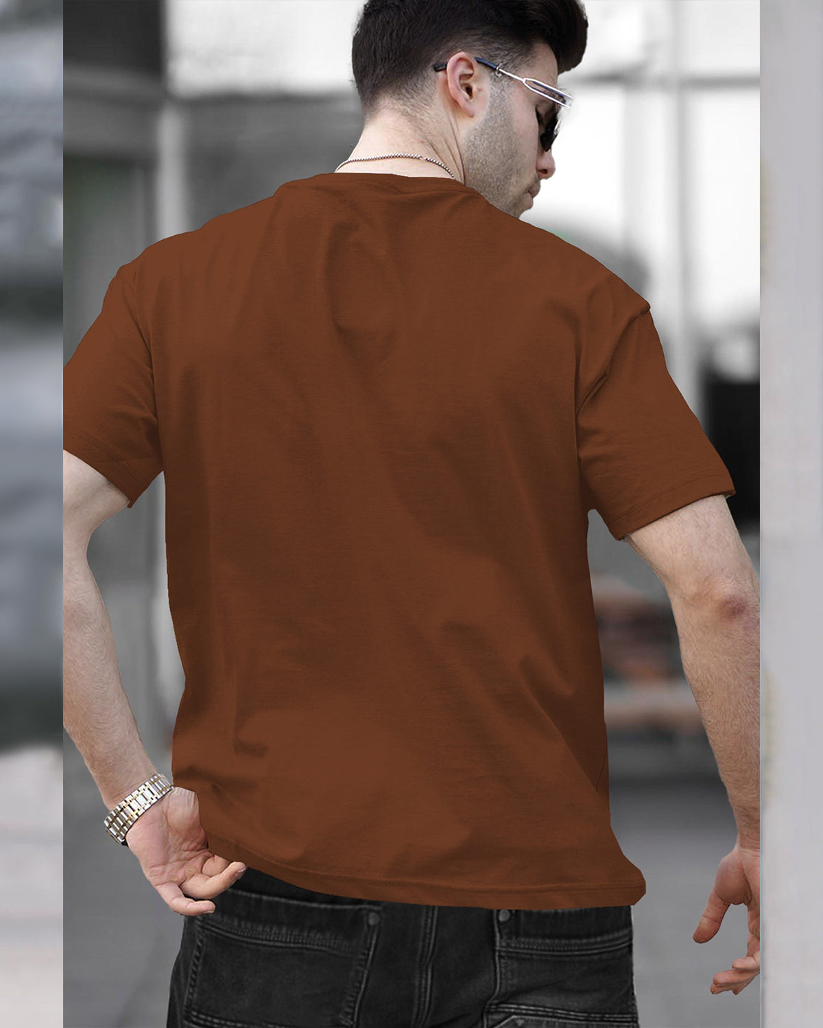 Mens Round Neck Half Sleeve Dark Grey & Brown T-shirts (Pack Of 2)