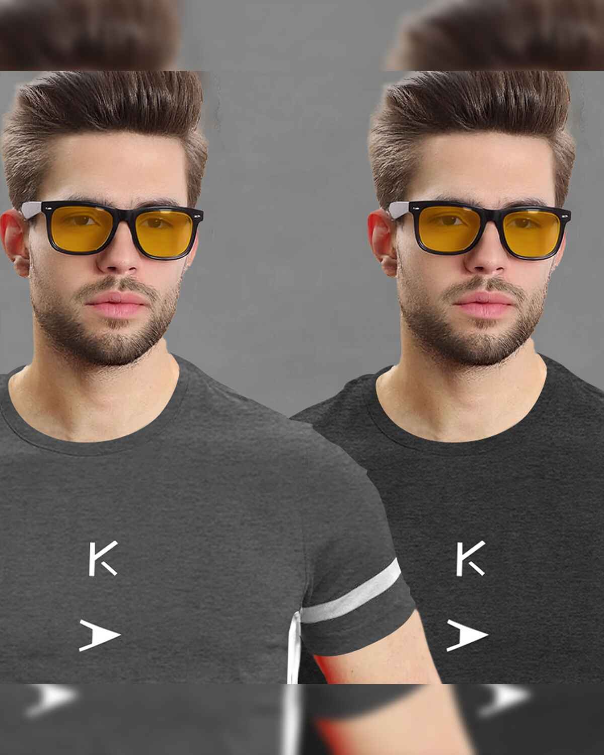 (Pack Of 2) Half Sleeve Darkgrey & Charcoalblack Karma Printed T-shirts