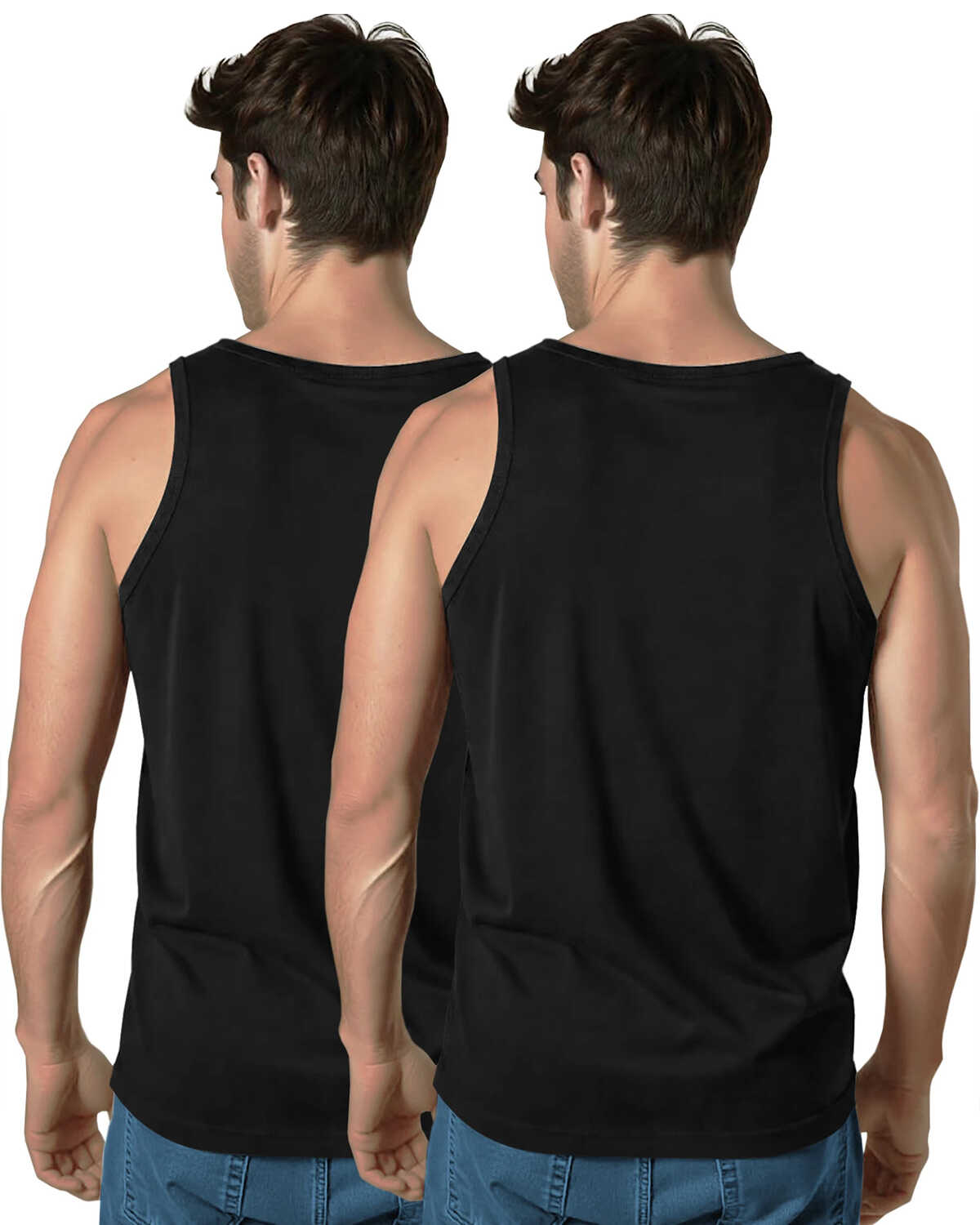 (Pack Of 2) Men Plain Combo Vest / Darkgrey & Olivegreen