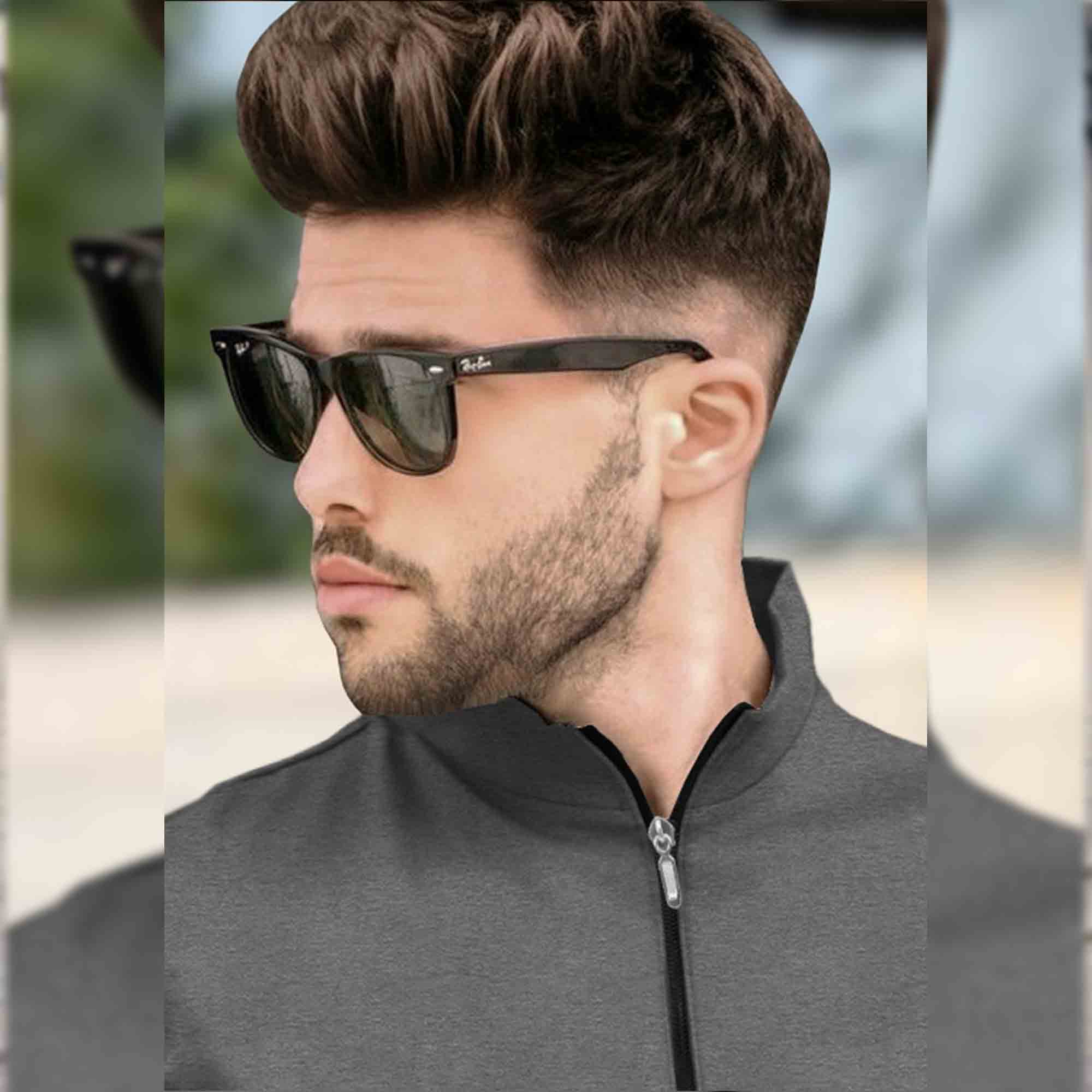 Men High Neck Plain Dark Grey Half Sleeve Zipper T-Shirt