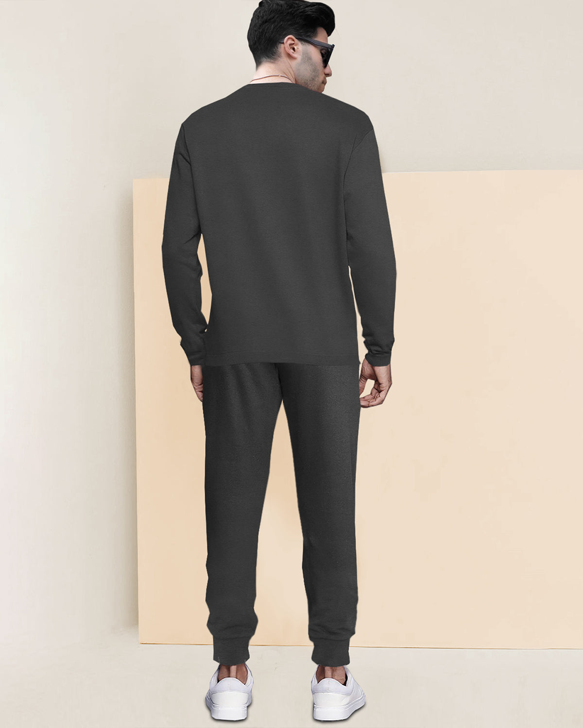 Round Neck Full Sleeve Darkgrey T-shirt with Darkgrey Trackpant Mens Tracksuit