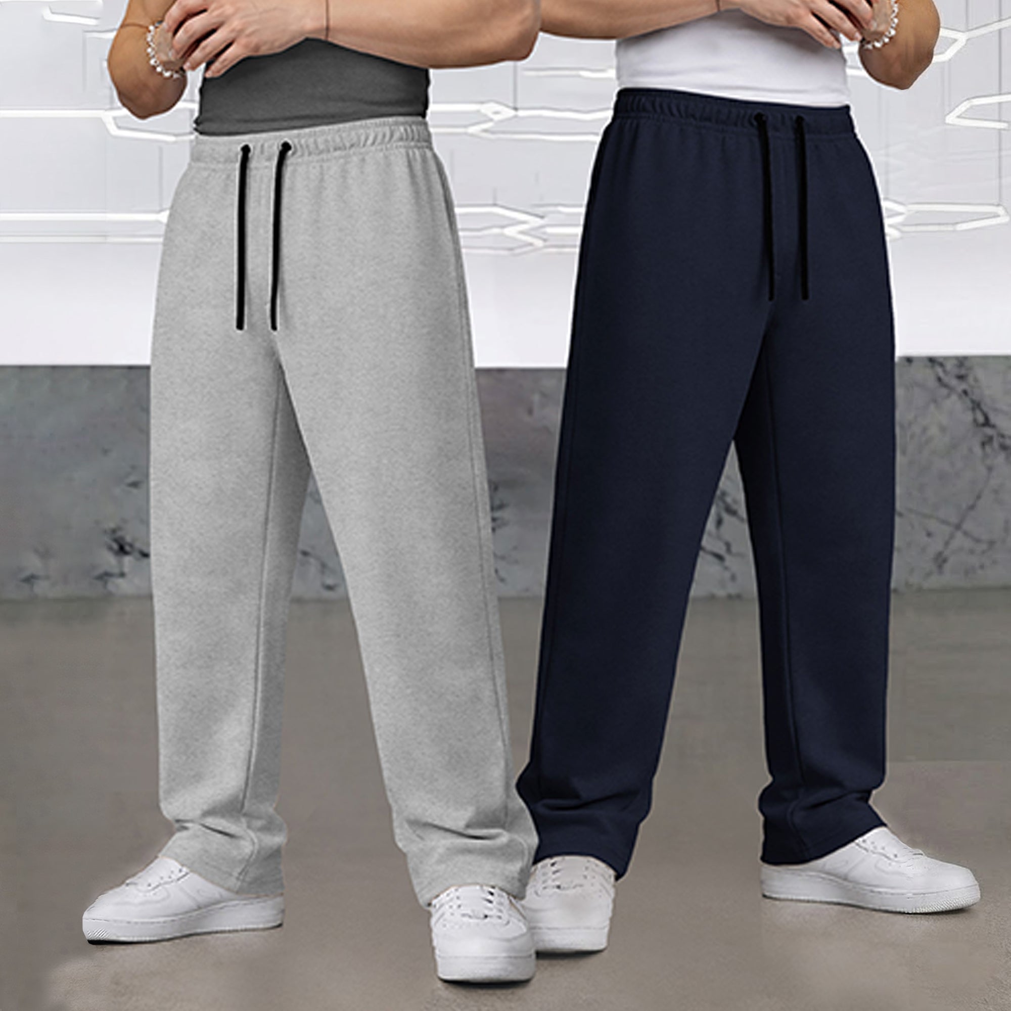 (Pack Of 2) Loose Fit Plain Trackpants Multicolors