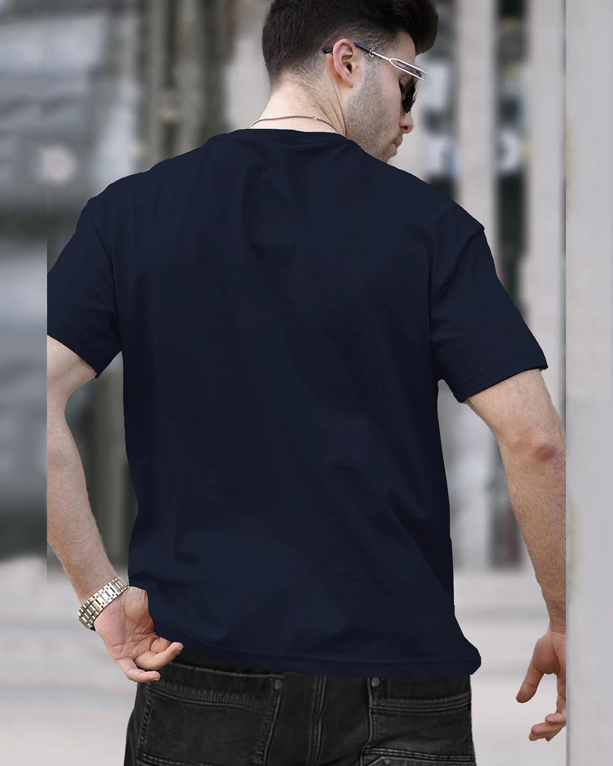 Mens Round Neck Half Sleeve Grey & Navy T-shirts (Pack Of 2)