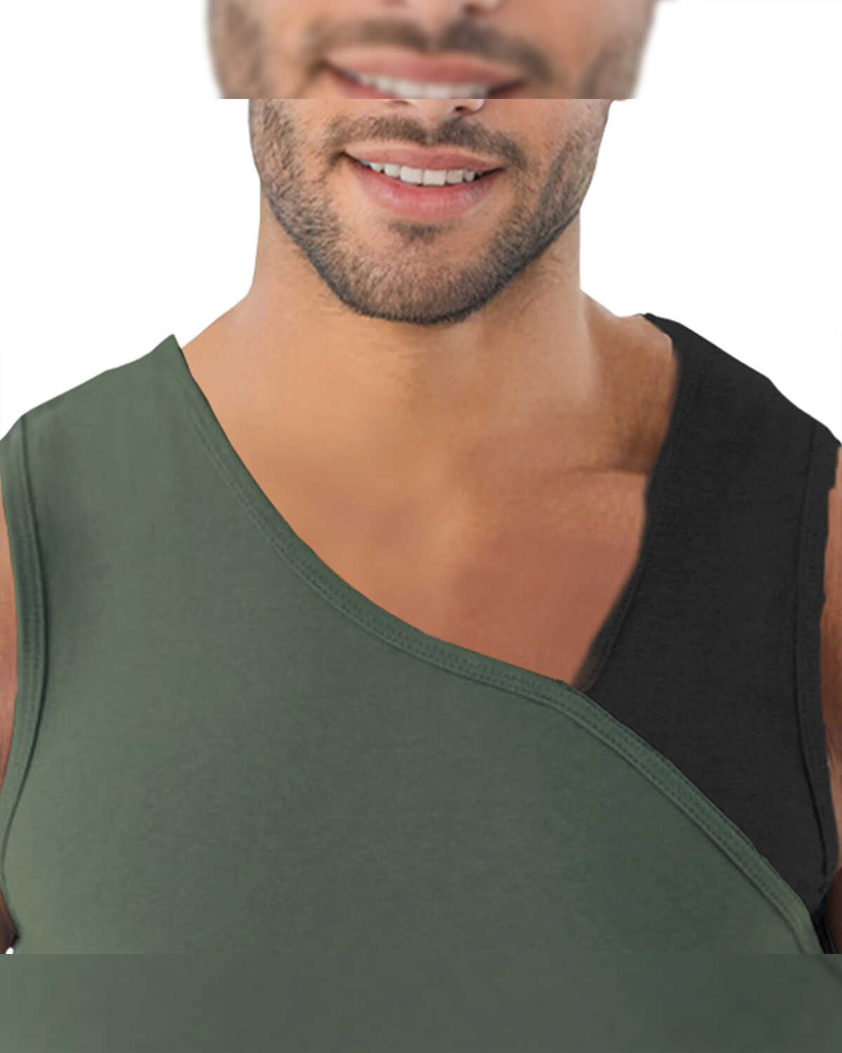 (Pack Of 2) Men Plain Combo Vest / Grey & Olivegreen