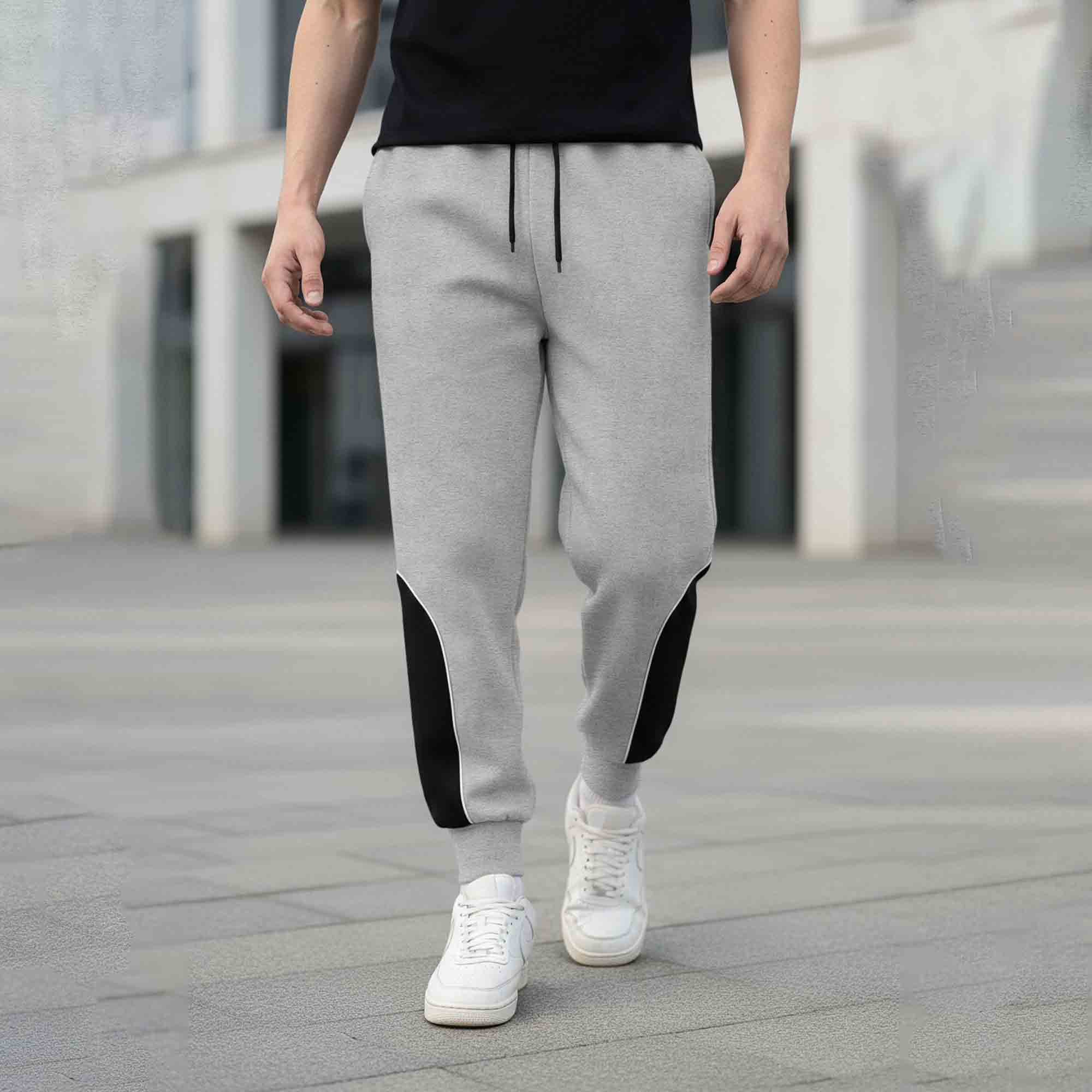 Men Colorblocked Casual Jogger Trackpant Grey