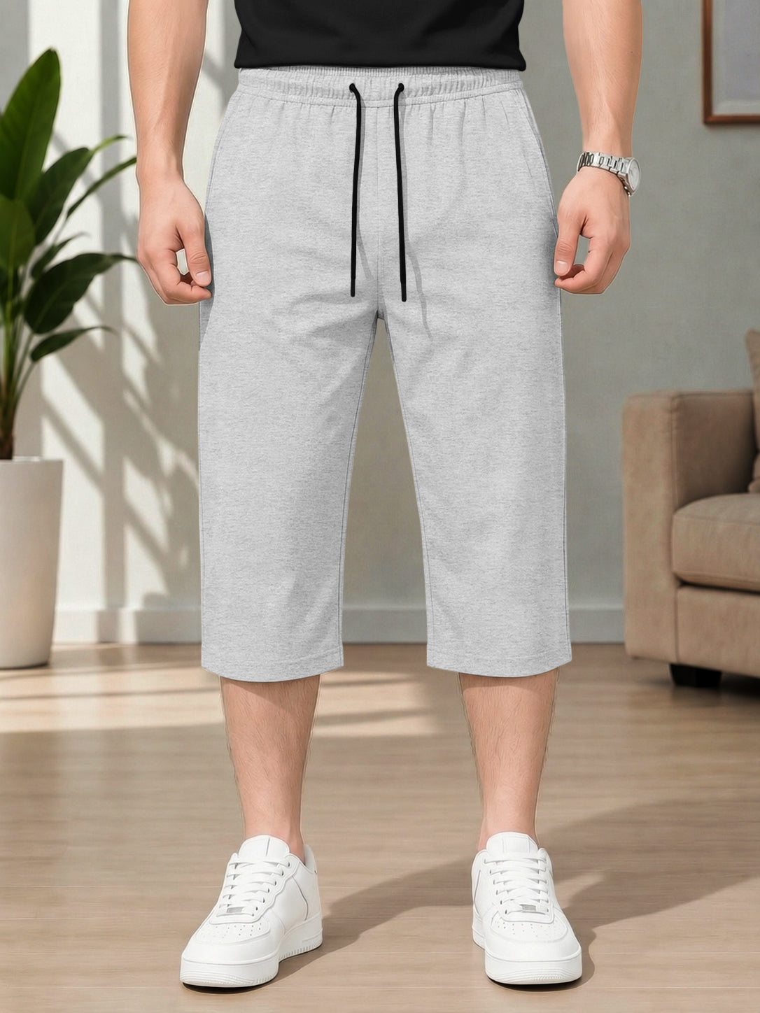 Men's Solid Colors Three-Quarter Casual Shorts