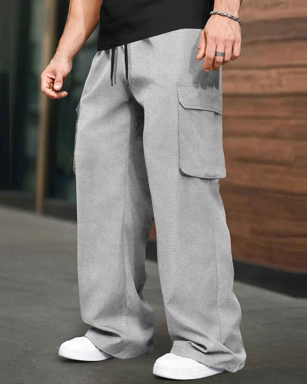 Mens Multi Pockets Baggy fit Solid Cargo Jogger 5 Colors